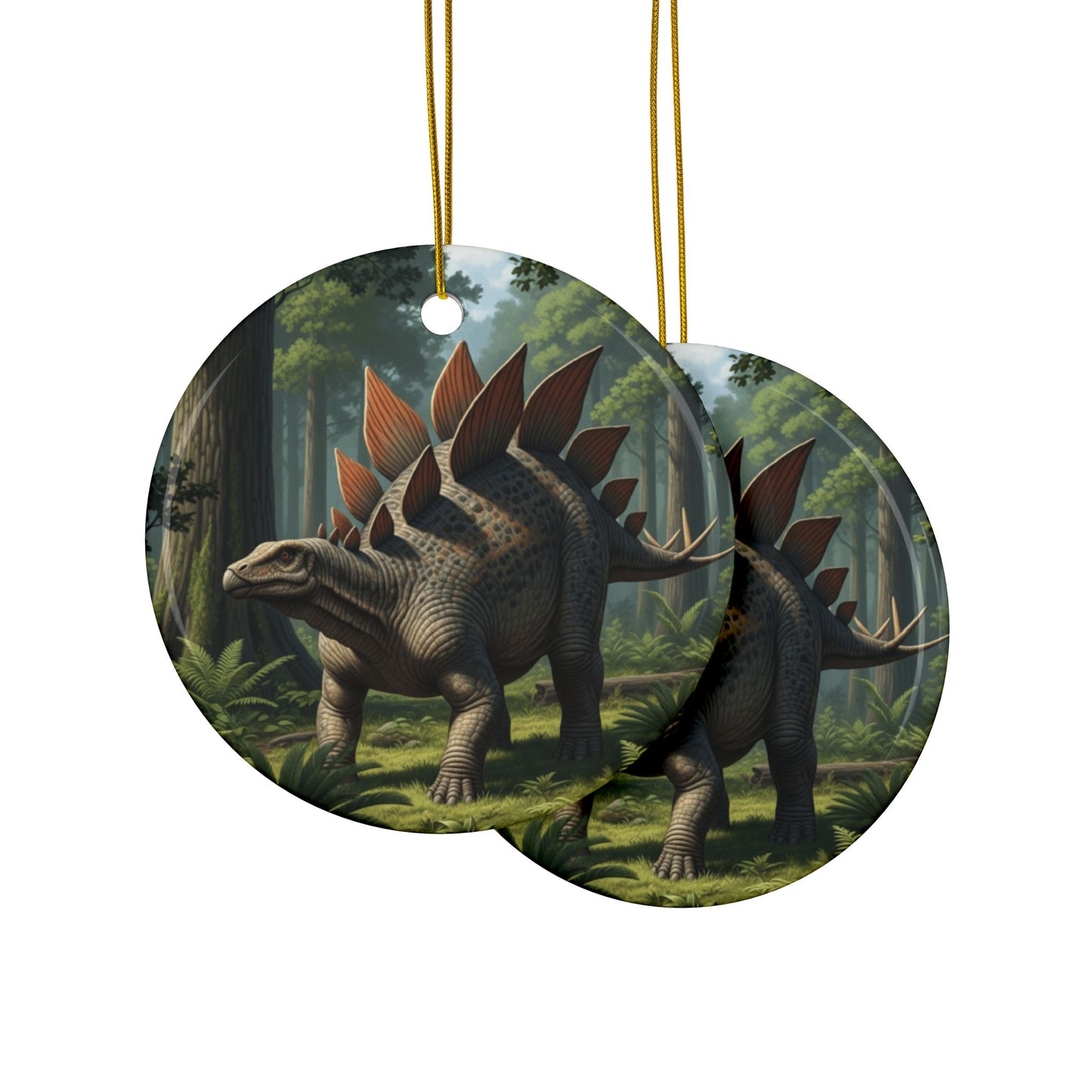 Stegasaurus Jurassic Era Dinosaur Ceramic Christmas Tree Ornaments, Keepsakes, Collectibles, Party Favors