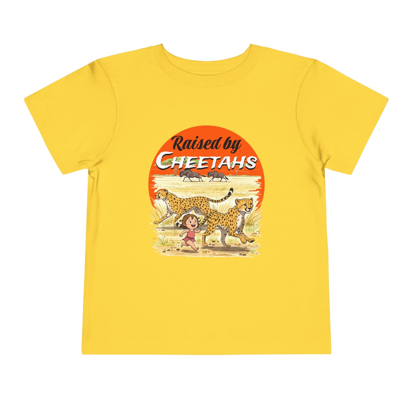 Toddler Short Sleeve Tee - Raised by Cheetahs Funny Adventure Shirt for Girls, Toddlers - Schmartypants