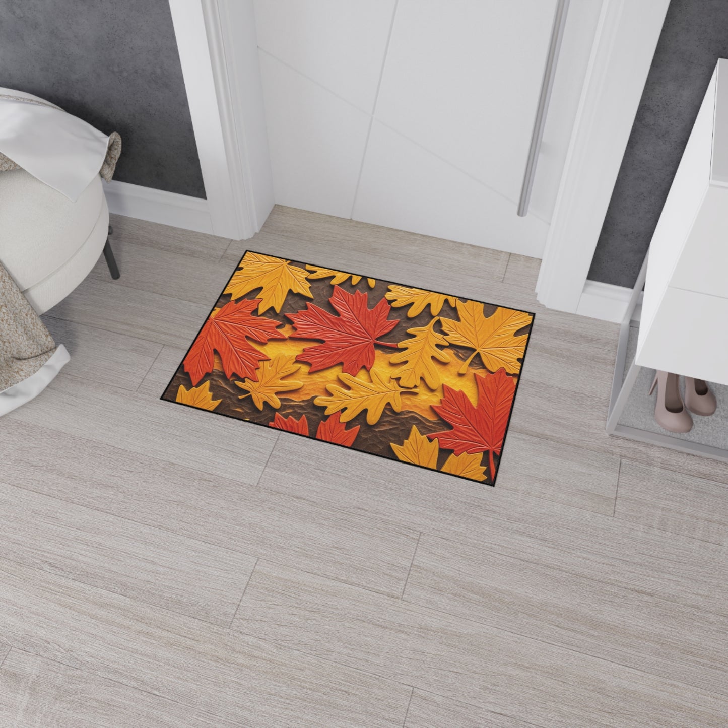 Autumn Leaves Heavy Duty Floor Mat, Seasonal Home Decor, Entryway Rug, Fall Decoration, Perfect for Thanksgiving or Halloween