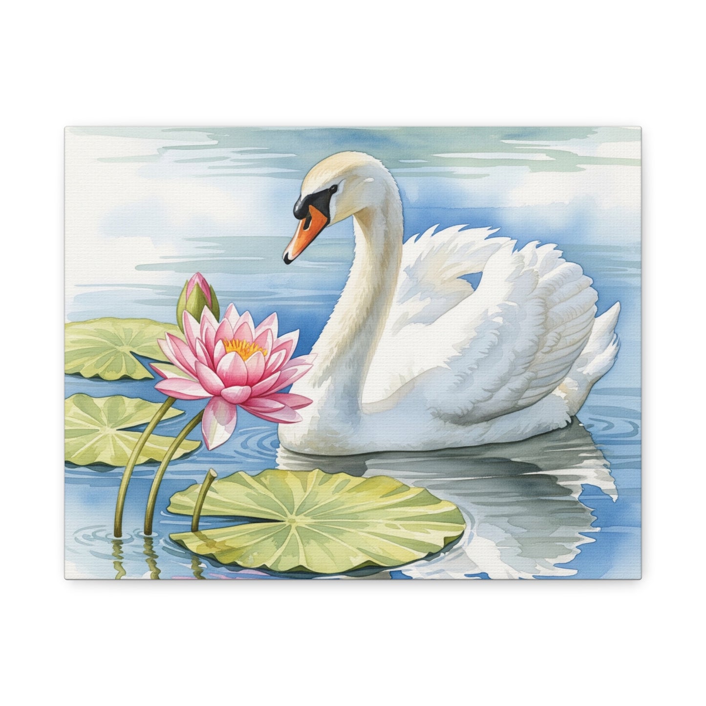 Swan and Lotus Canvas Art, Home Décor, Nature Wall Art, Gift for Nature Lovers, Floral Artwork