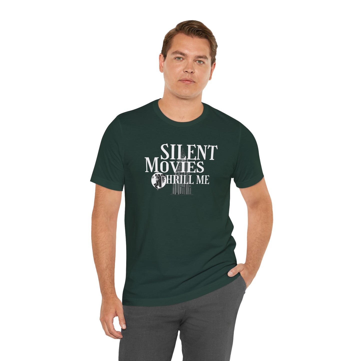 Silent Movies Thrill Me Tee, Unisex T-Shirt, Vintage Film Lover Shirt, Movie Buff Gift, Retro Cinema Apparel