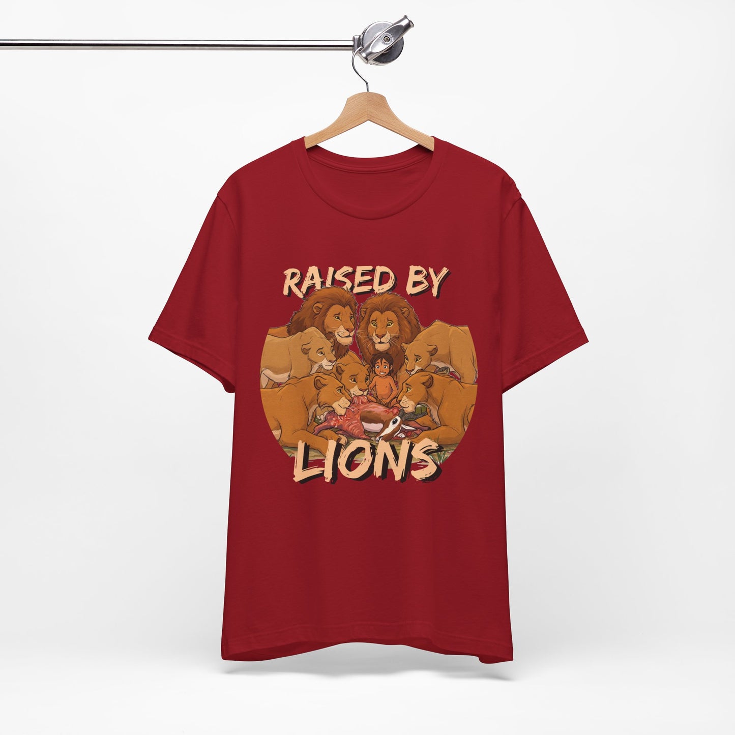 Raised by Lions Unisex Jersey Tee – Empowering, Humorous Graphic T-Shirt for Animal Lovers, Lion Lovers - Schmartypants