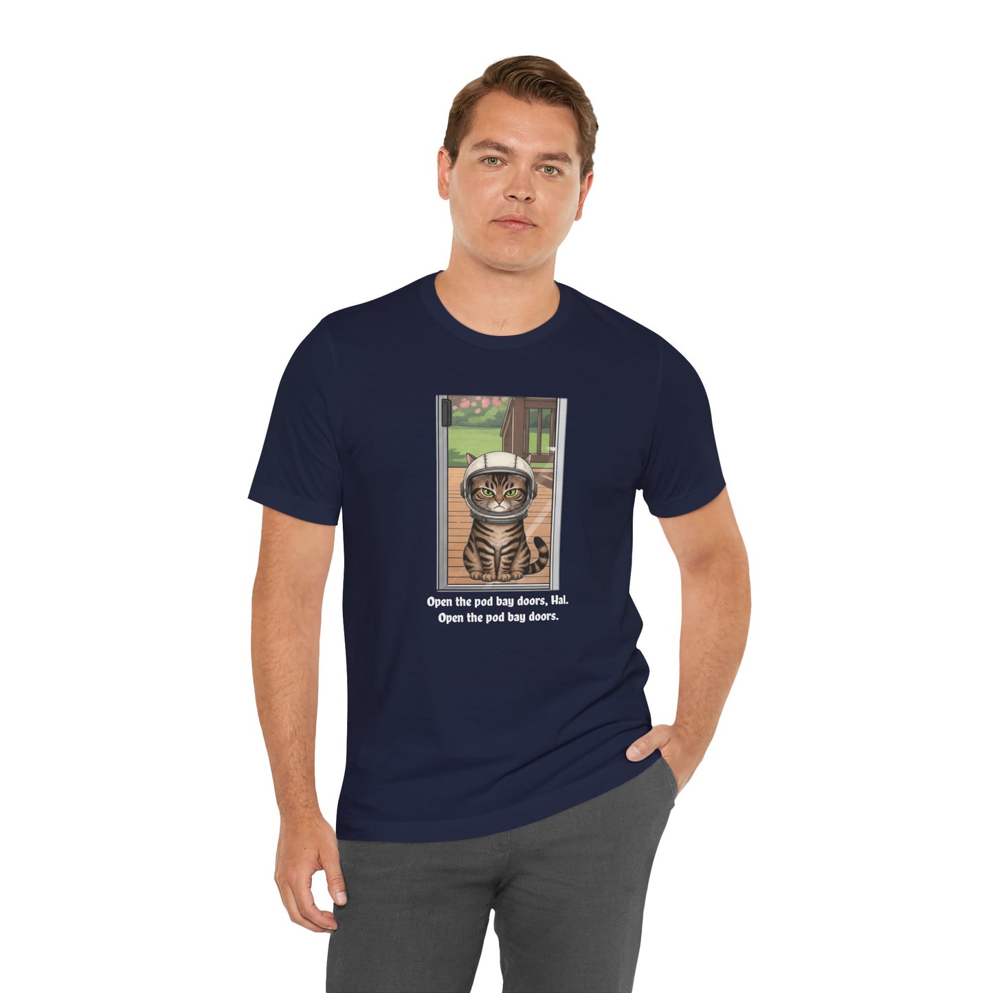 Cat Astronaut Tee, Funny Cat Shirt, Cat Lover Gift, Space Sci-Fi Tee, Hal 2001 Humor Shirt, Unisex Jersey Tee
