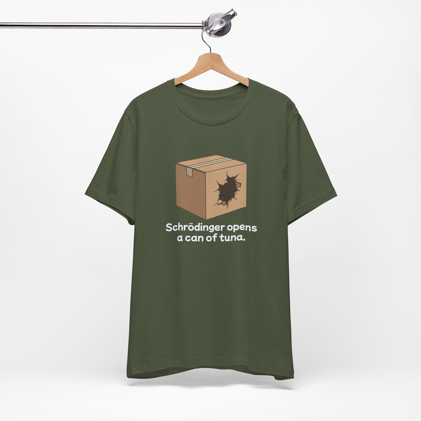 Funny Science Tee: Schrödinger's Cat Hears a Can Opener, Gift for Nerds, Science Lovers, Casual Wear, Unisex T-Shirt, Humor Apparel