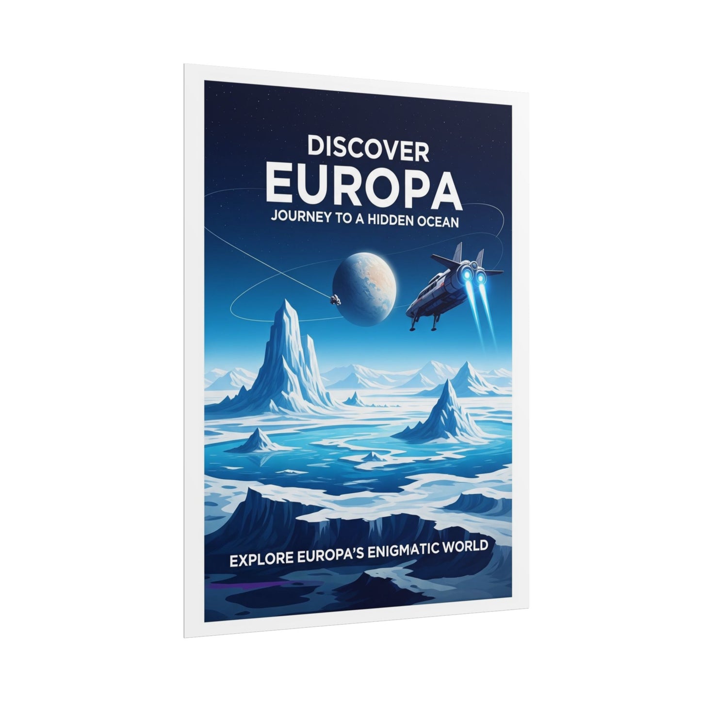 Celestial Travel Art Print, Space Wall Decor, Space Exploration Poster, Europa Journey Artwork, Home Office Decoration