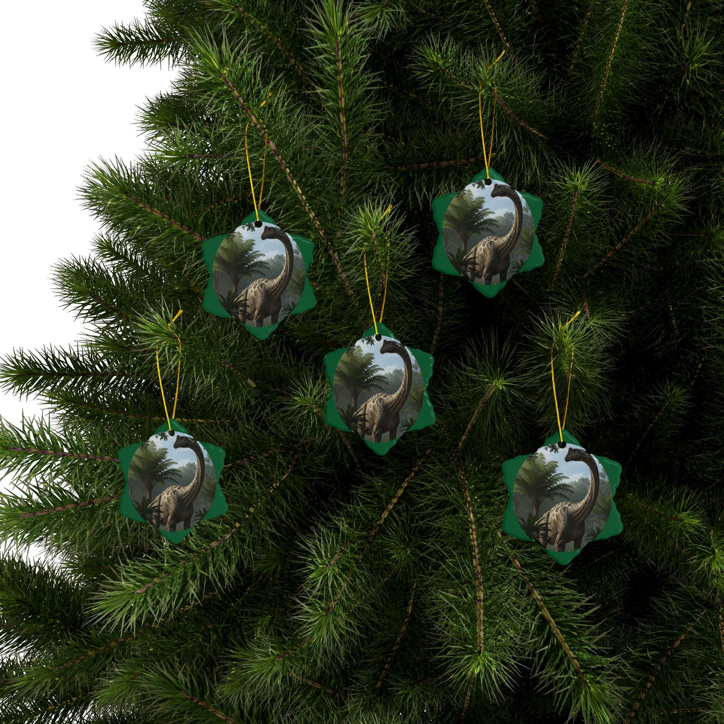 Apatosaurus Dinosaur Christmas Ornaments, Unique Holiday Decor, Gift for Kids, 2-Sided Print, Jungle Themed Decorations, Perfect for Tree