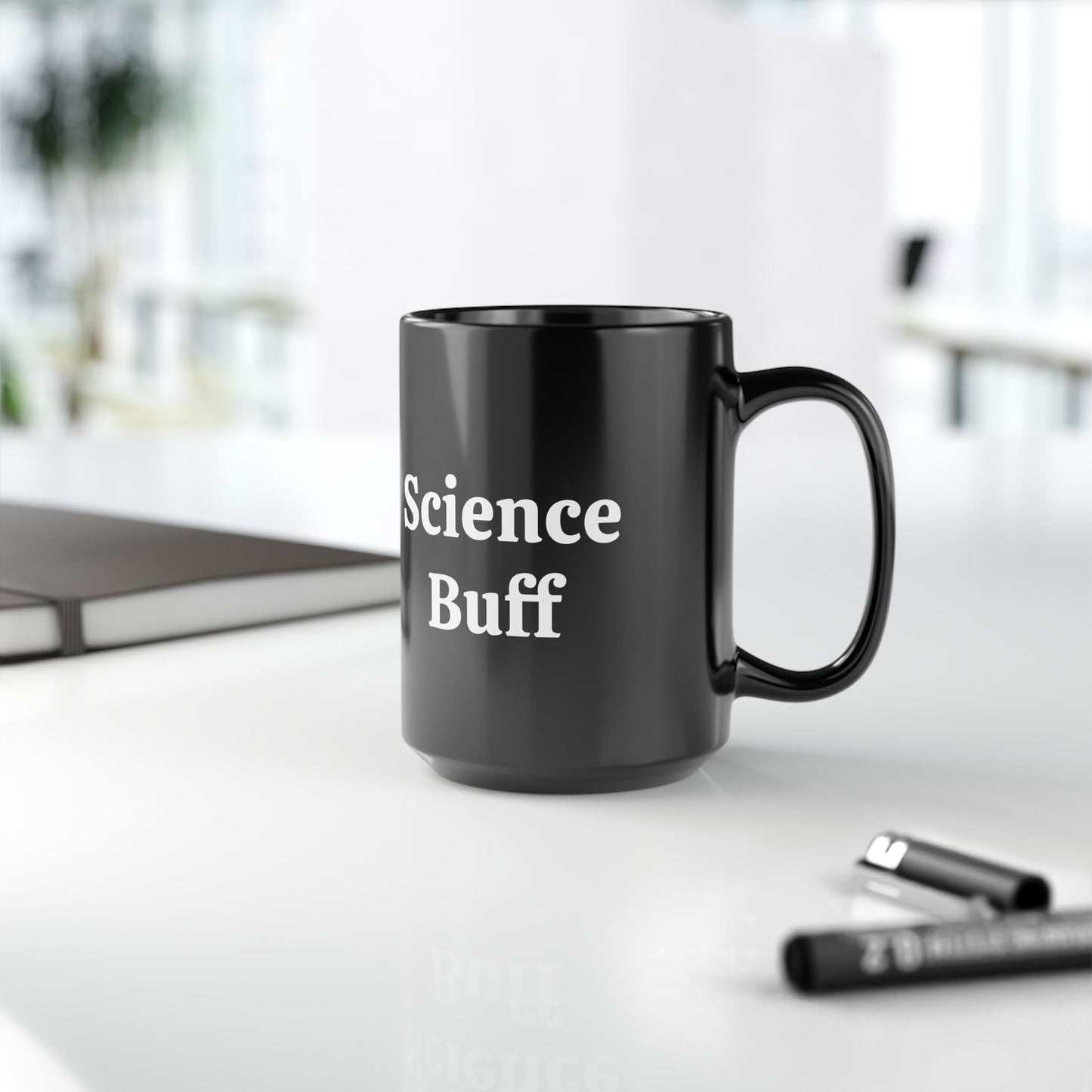 Science Buff Black Mug, Gift for Science Lovers, Geeky Coffee Cup, Funny Mug for Nerds, Unique Birthday Present, Isaac Newton Fans, 11oz/15oz - Schmartypants