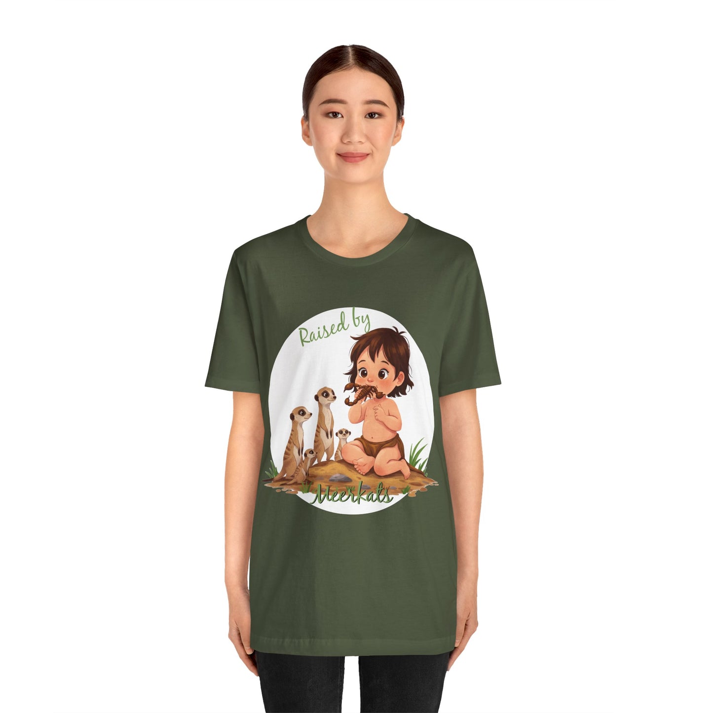 Funny Meerkat Tee - "Raised by Meerkats" Unisex Jersey Short Sleeve Shirt - for Meerkat and Wildlife Lovers - Schmartypants