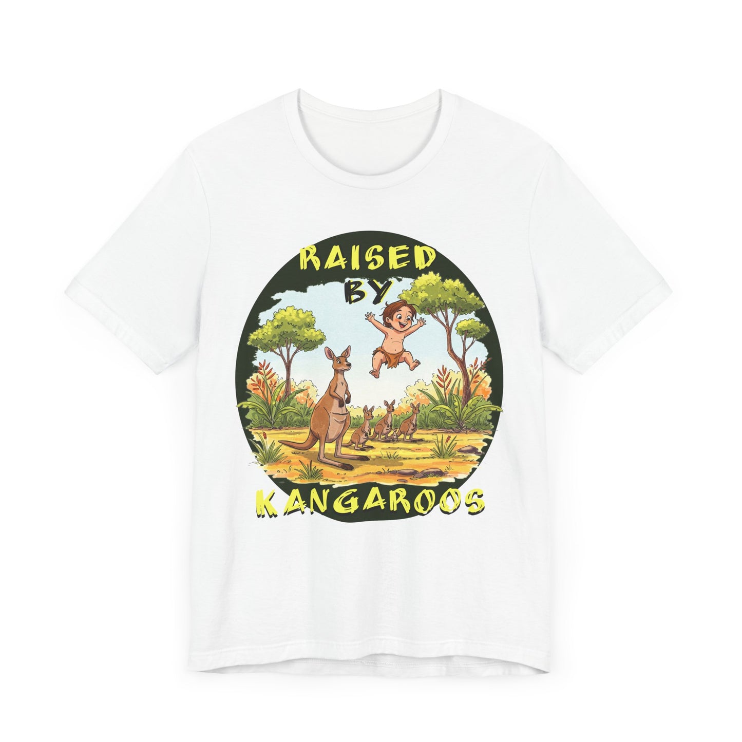 'Raised by Kangaroos' Unisex Short Sleeve Tee - Fun and Playful T-Shirt for Animal Lovers, Aussies - Schmartypants