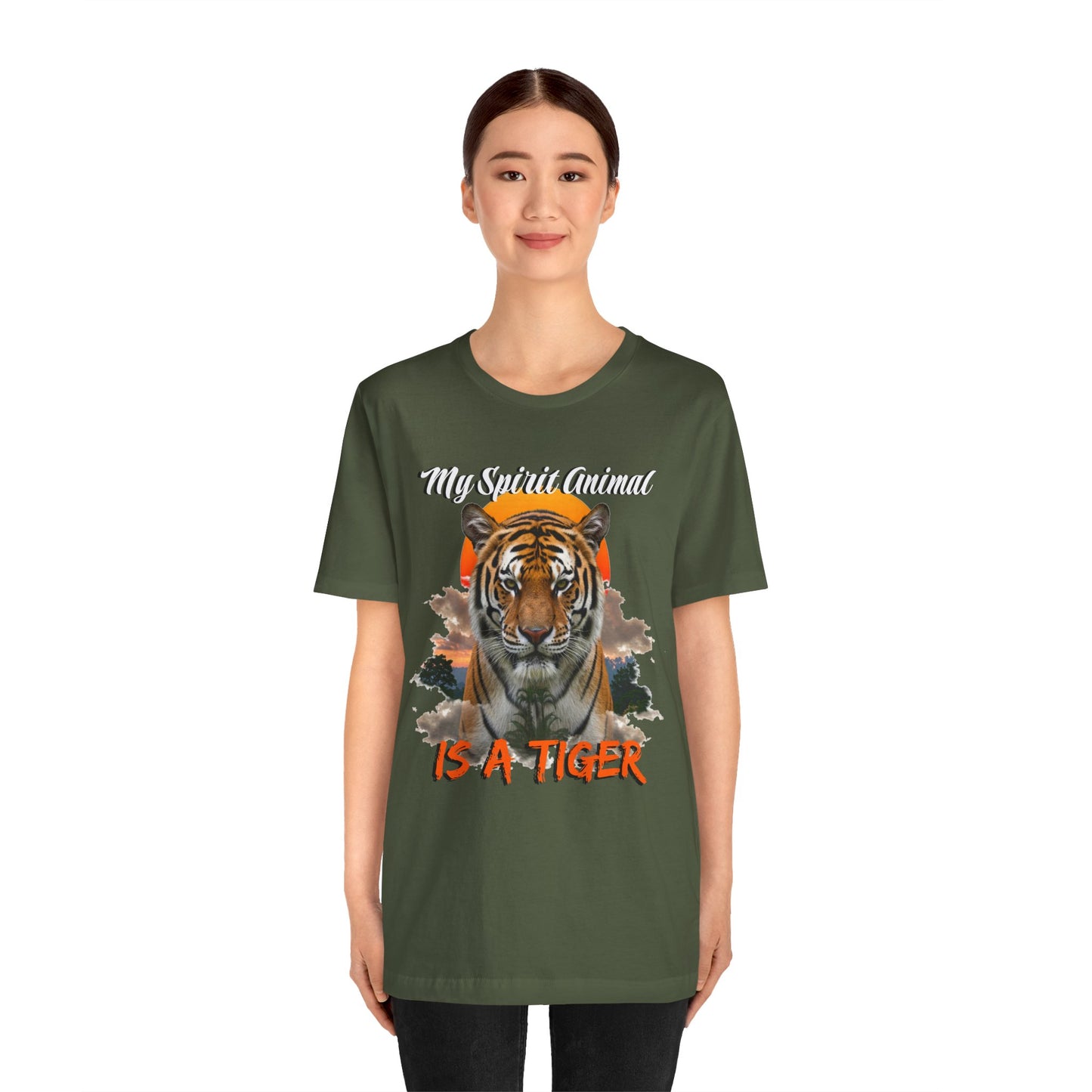 My Spirit Animal is a Tiger Tee - Unisex Jersey Short Sleeve T-Shirt, Inspirational Fierce Nature Apparel for Tiger Lovers, Casual Wear, Zoo