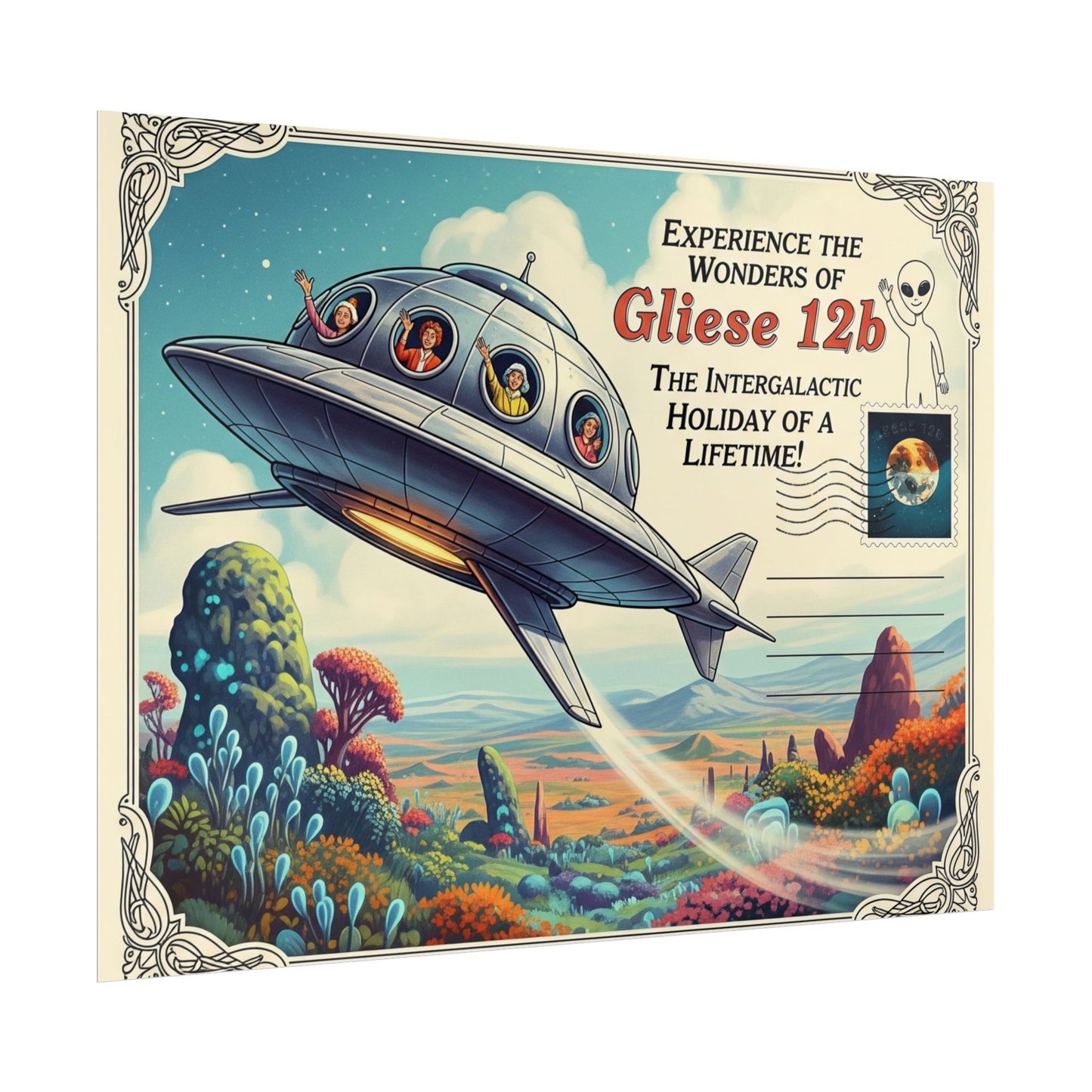 Galactic Adventure Poster, Futuristic Wall Art, Retro Space Travel Decor, Alien Theme Art, Gift for Sci-Fi Lovers