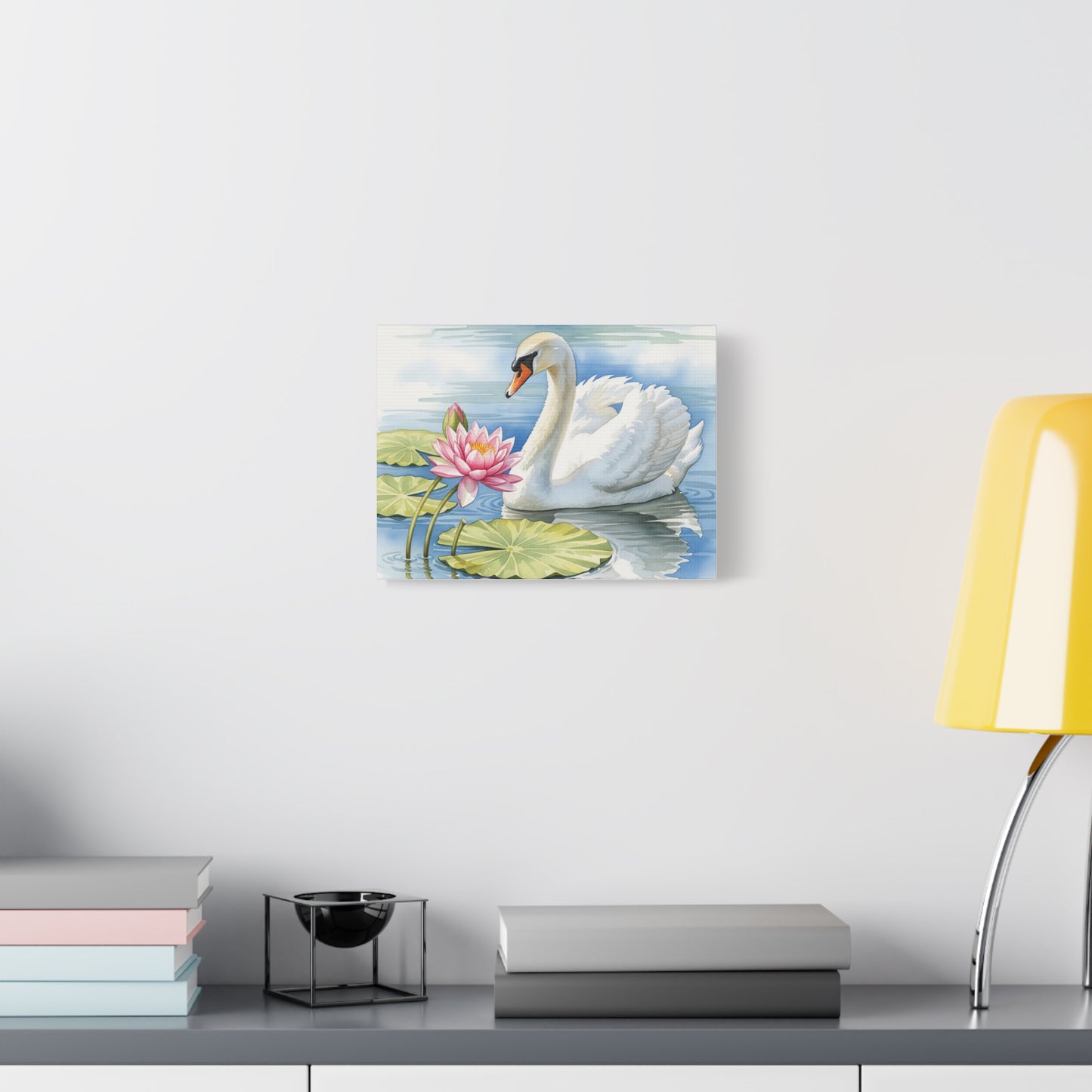 Swan and Lotus Canvas Art, Home Décor, Nature Wall Art, Gift for Nature Lovers, Floral Artwork