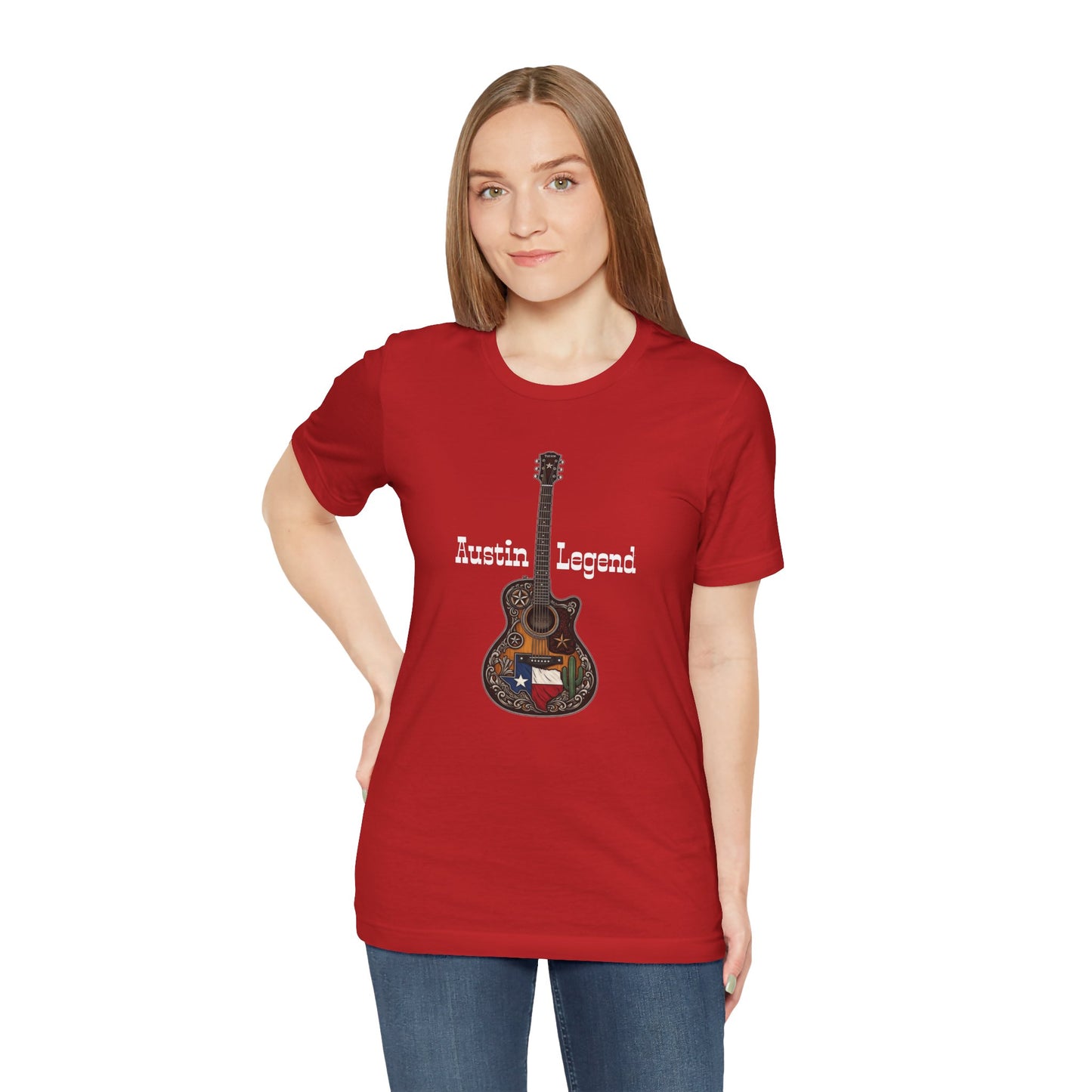 Austin Legend Guitar Tee | Unisex Short Sleeve T-Shirt, Music Lover Gift, Austin TX Souvenir, Casual Wear, Festival Apparel