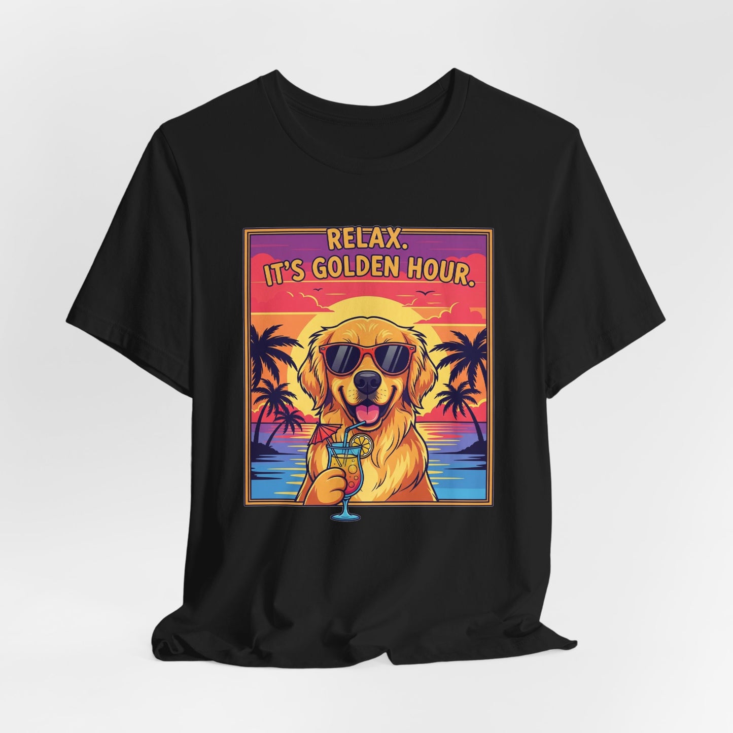 Golden Hour Golden Retriever Tee - Relax It's Golden Hour Shirt, Dog Lover Gift, Summer Vibes Tee, Vacation Outfit, Funny Pet Shirt