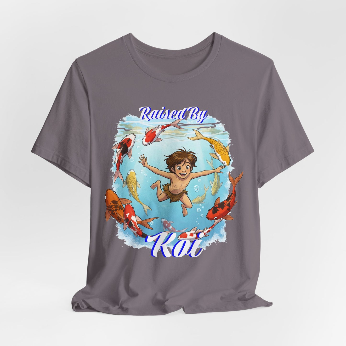 'Raised By Koi; Unisex Jersey Tee - Funny Graphic Tee for Aquatic Lovers, Cute Gift for Birthdays, Casual Wear, Summer Fashion, Relaxed Style - Schmartypants