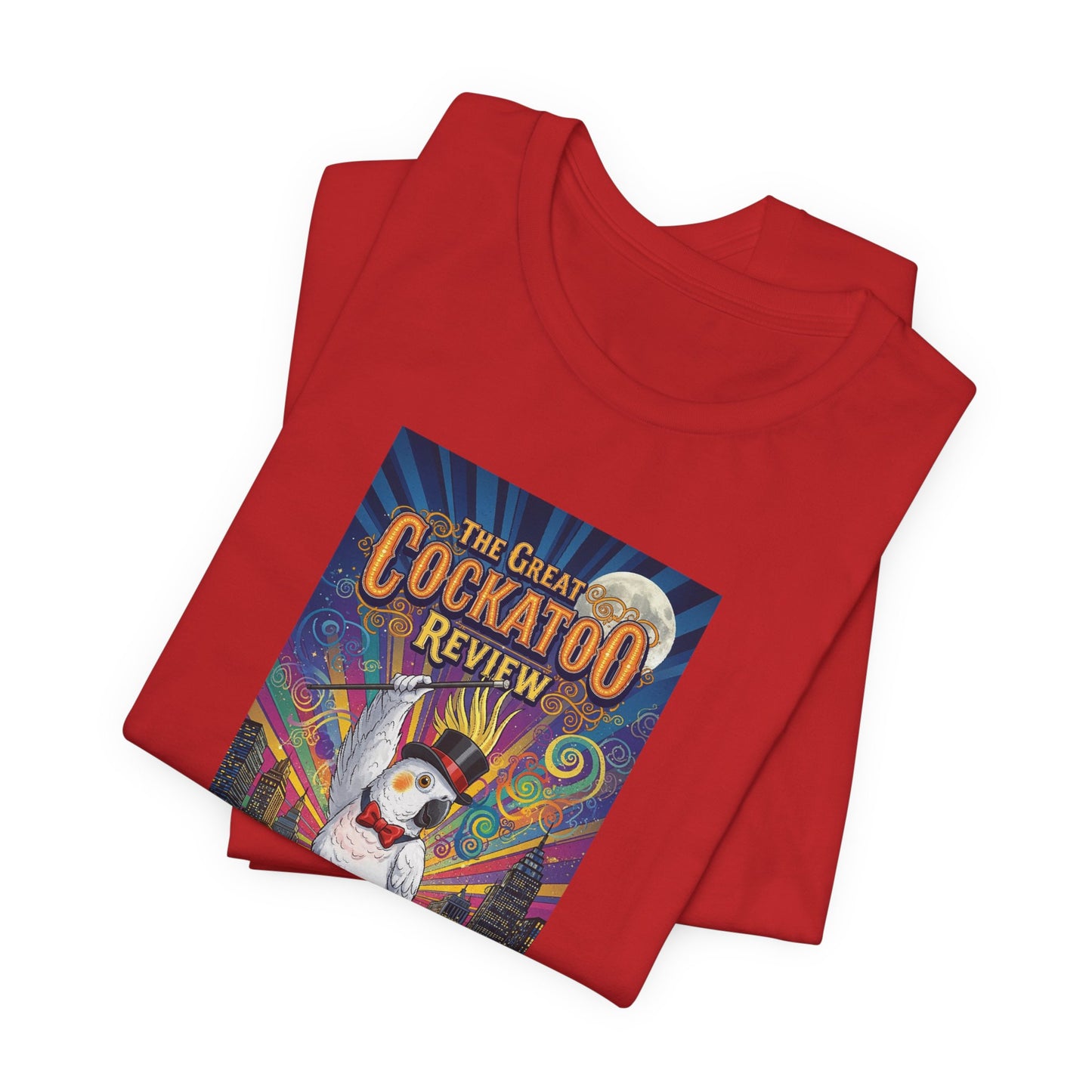 Grand Opening Cockatoo Review Tee - Funny Bird Graphic T-Shirt, Unique Gift for Cockatoo Owners, Casual Wear, Animal Lover Shirt