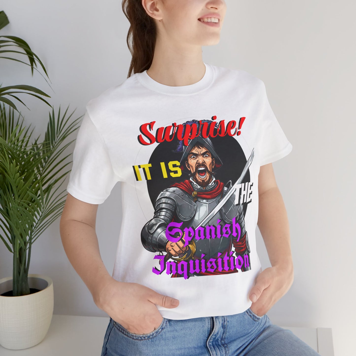 Hilarious Spanish Inquisition T-Shirt, British Humor Tee, Unisex Short Sleeve, Ideal for Parties, Gifts, Comedy Lovers