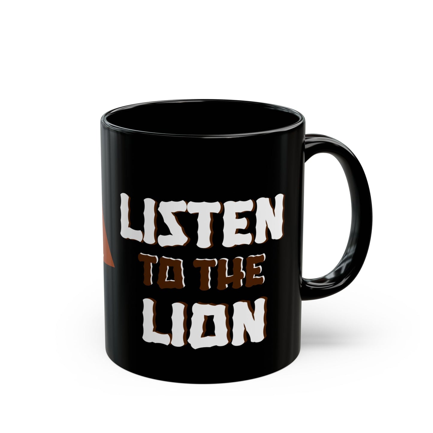 Listen to the Lion Black Mug - Inspirational Coffee Tea Cup for Animal Lovers, Van Morrison Fans - Schmartypants