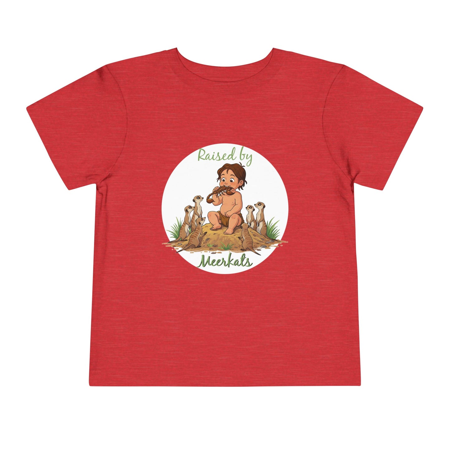 Funny Adorable 'Raised by Meerkats' Toddler Short Sleeve Tee - Cute Animal Tee for Kids Who Love Meerkats - Schmartypants