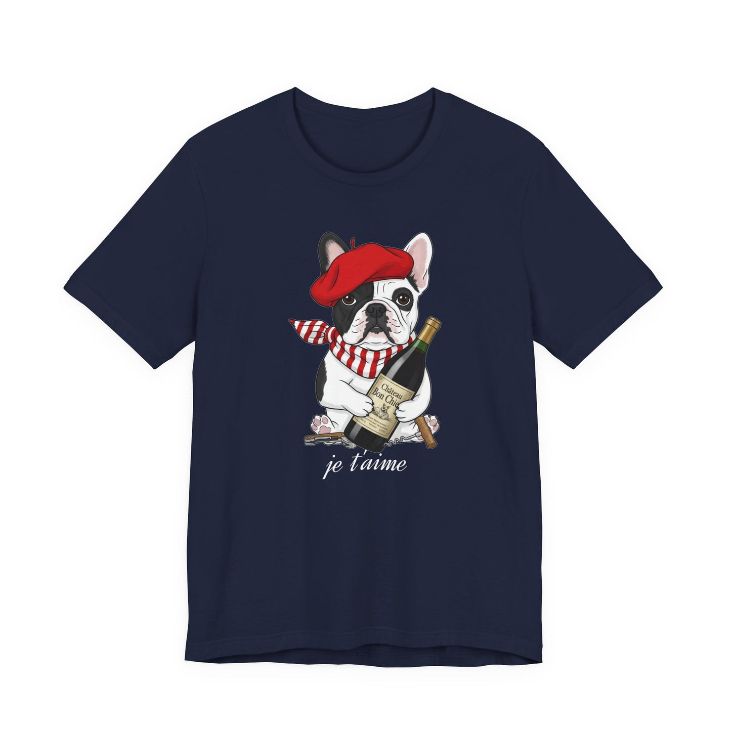 Cute French Bulldog Lovers Tee, Casual Wear, Je t'aime Shirt, Unisex T-Shirt for Birthdays, Anniversaries, Pet Lovers