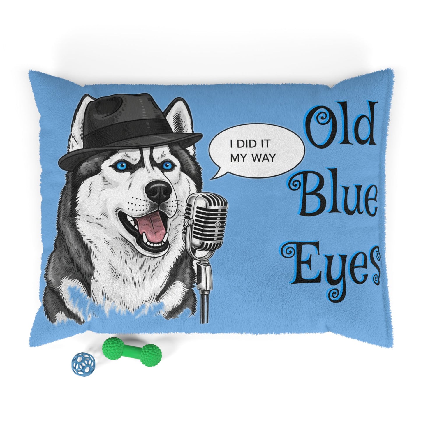 Siberian Husky Old Blues Eyes Cozy Pet Bed, Sinatra Inspired Dog Bed, Funny 'I Did It My Way' Dog Cushion, Pet Lover Gift