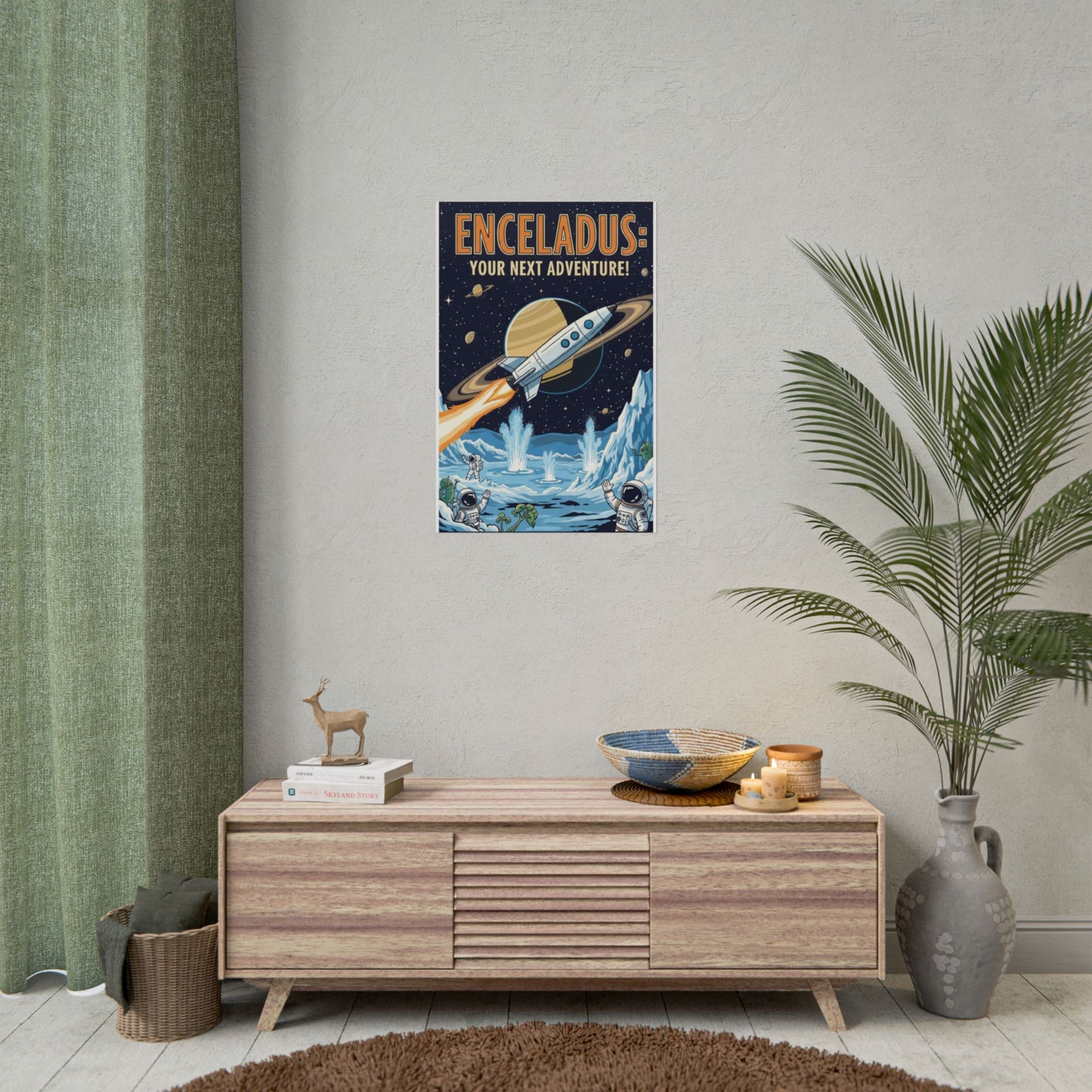 Enceladus Adventure Rolled Posters, Space Wall Art, Astronaut Decor, Travel Inspiration, Unique Gift for Space Lovers