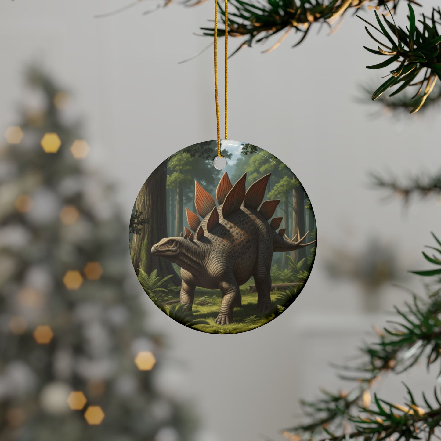 Stegasaurus Jurassic Era Dinosaur Ceramic Christmas Tree Ornaments, Keepsakes, Collectibles, Party Favors