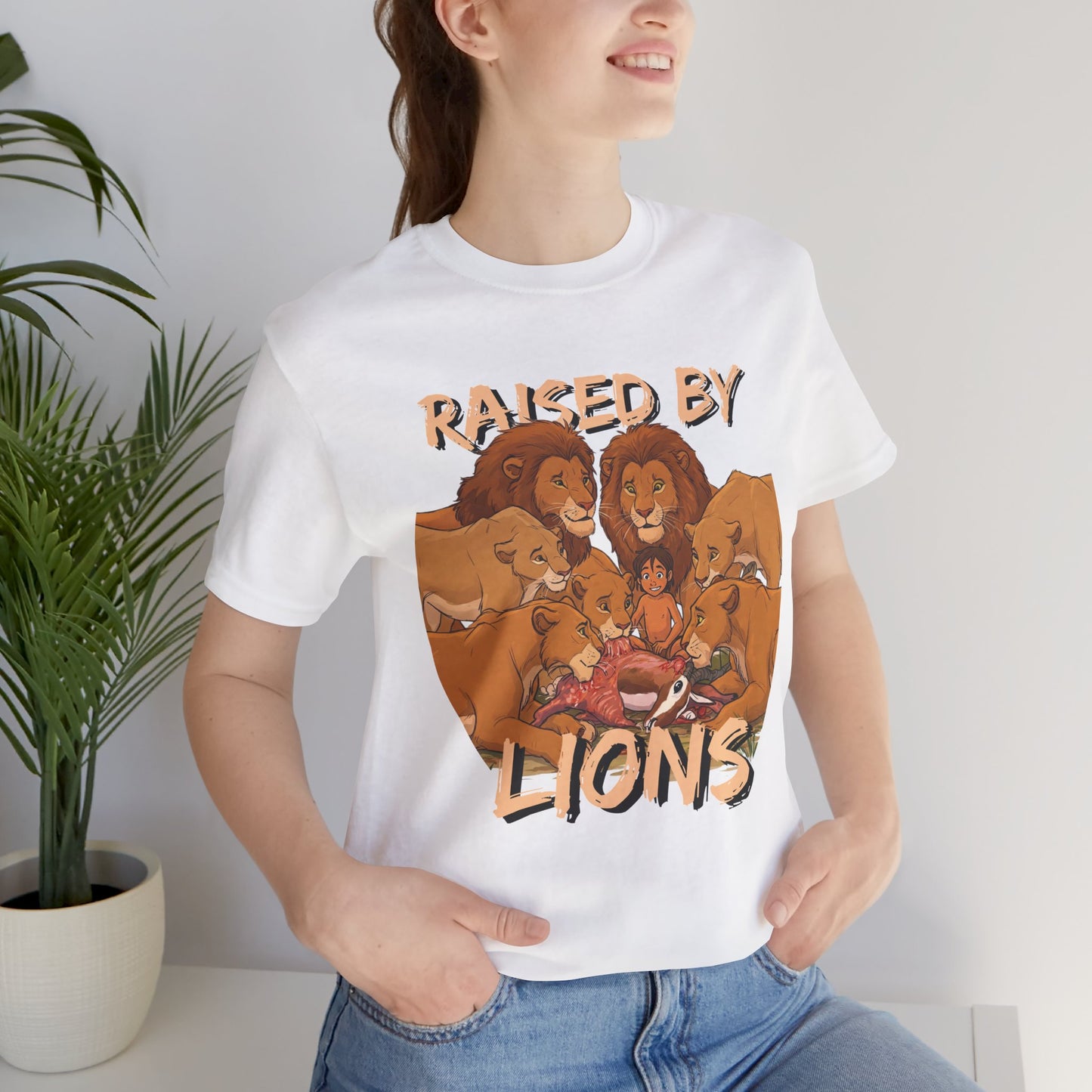 Raised by Lions Unisex Jersey Tee – Empowering, Humorous Graphic T-Shirt for Animal Lovers, Lion Lovers - Schmartypants