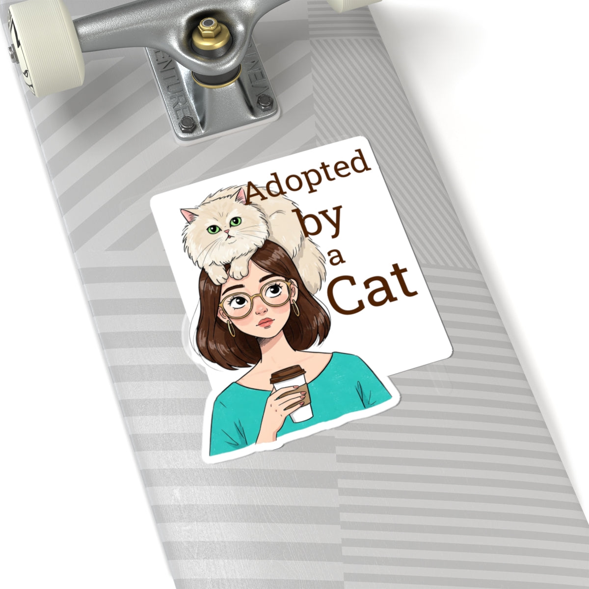Adopted by a Cat Kiss-Cut Stickers - Perfect for Cat Lovers and Pet Enthusiasts - Feline Humor - Funny Cat - Schmartypants