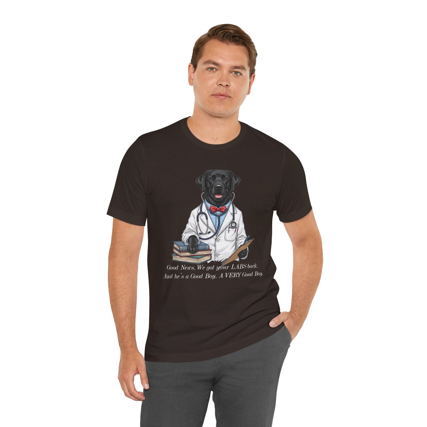 Funny Black Lab Lover Tee: "Good News, We Got Your Labs Back!" - Labrador Gift, Veterinary Humor Shirt