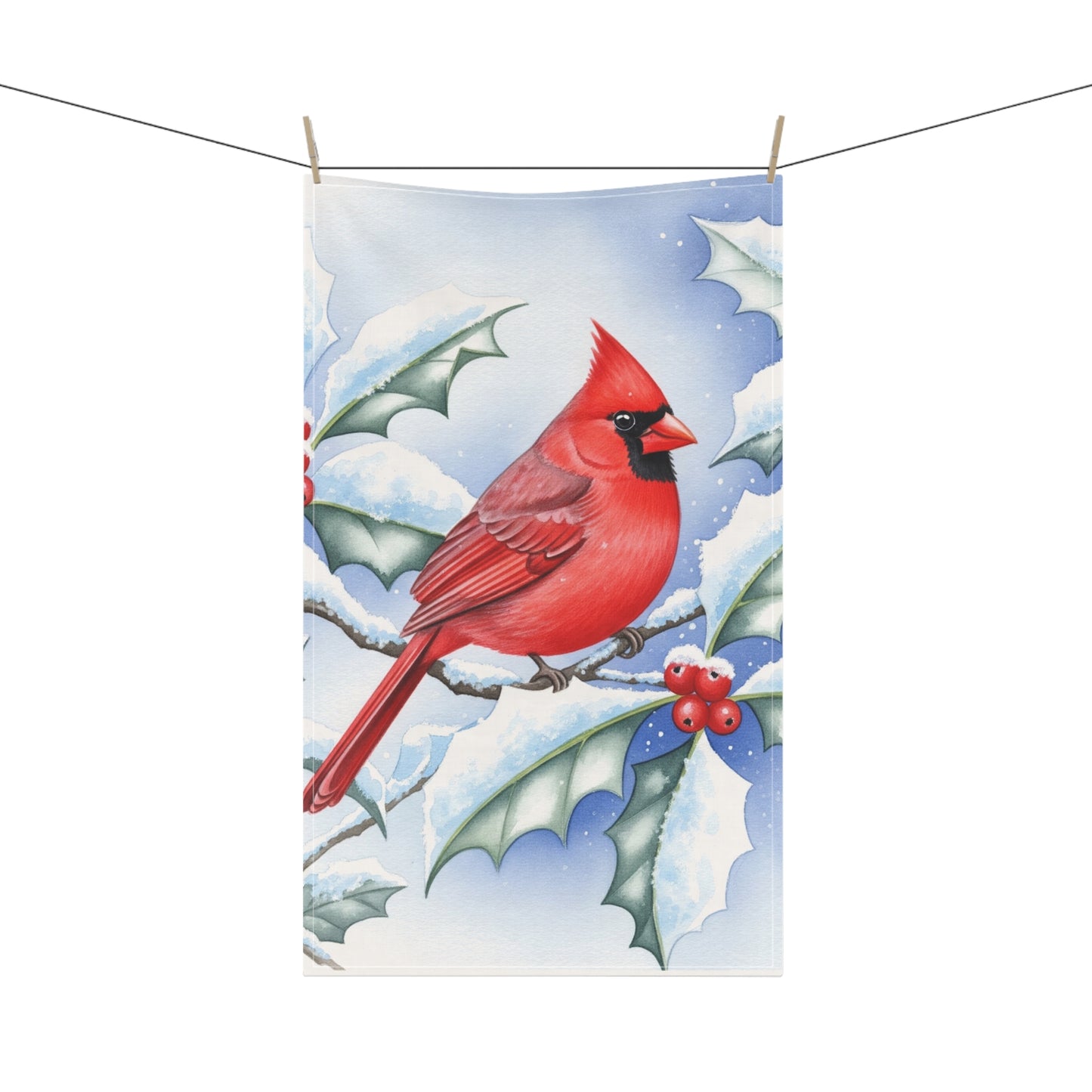 Winter Cardinal Tea Towels - Holiday Kitchen Decor, Christmas Gift, Rustic Home Accessories, Handcrafted Cotton Kitchen Towels