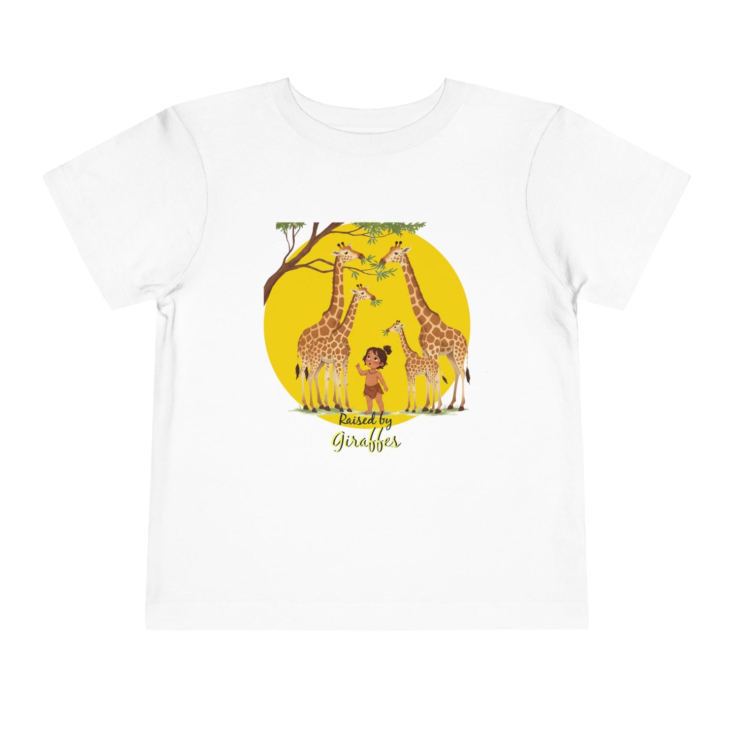 Cute Toddler Short Sleeve Tee - Funny 'Raised by Giraffes' Design - Schmartypants