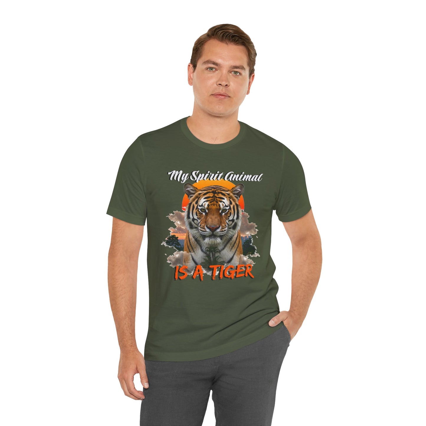 My Spirit Animal is a Tiger Tee - Unisex Jersey Short Sleeve T-Shirt, Inspirational Fierce Nature Apparel for Tiger Lovers, Casual Wear, Zoo