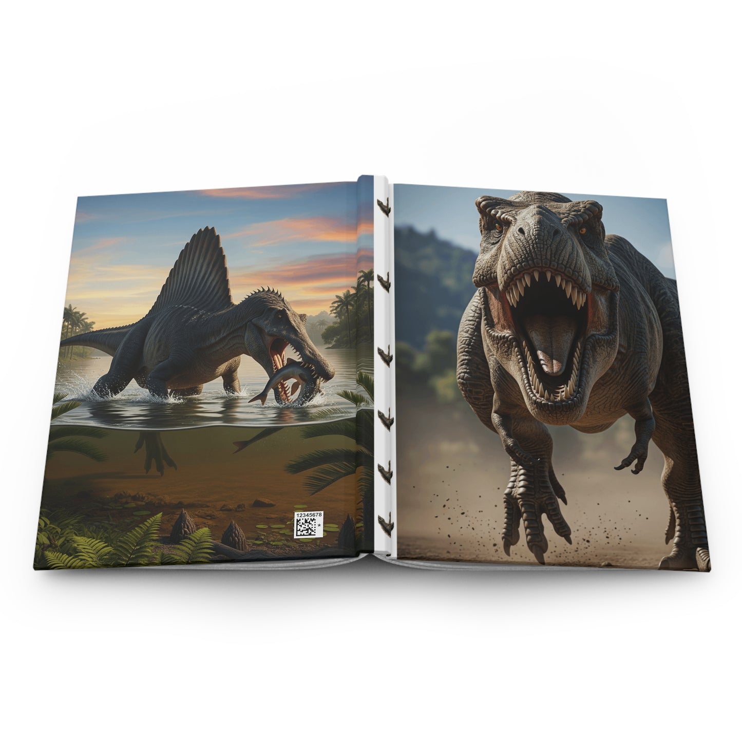 Dinosaur-Themed Hardcover Journal, T-Rex Notebook, Spinosaurus Writing Pad, Gift for Kids, Adventure Journal