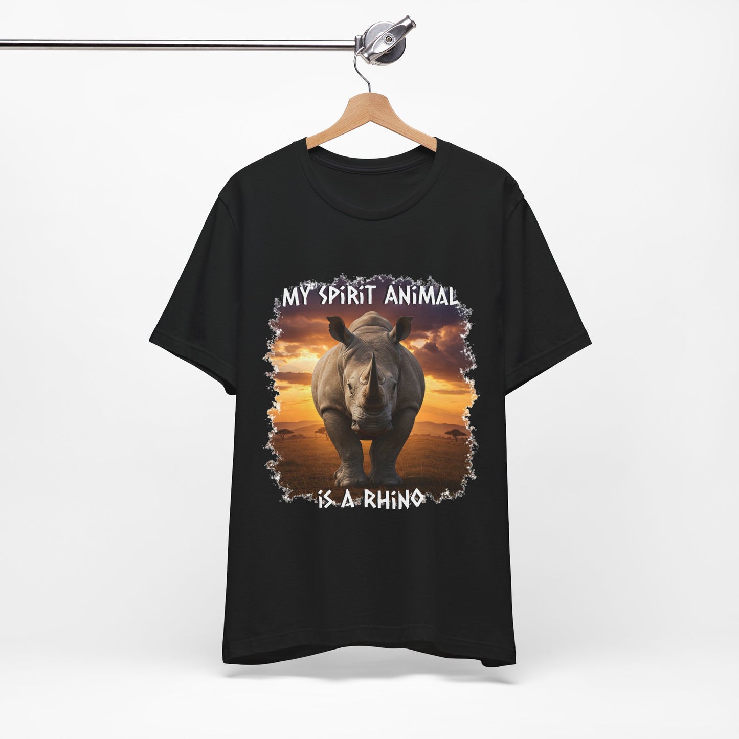 Rhino Spirit Animal Tee, Charging Rhinoceros Shirt for Nature Lovers, Zoo Outings, Safaris, Unisex Jersey Short Sleeve Tee