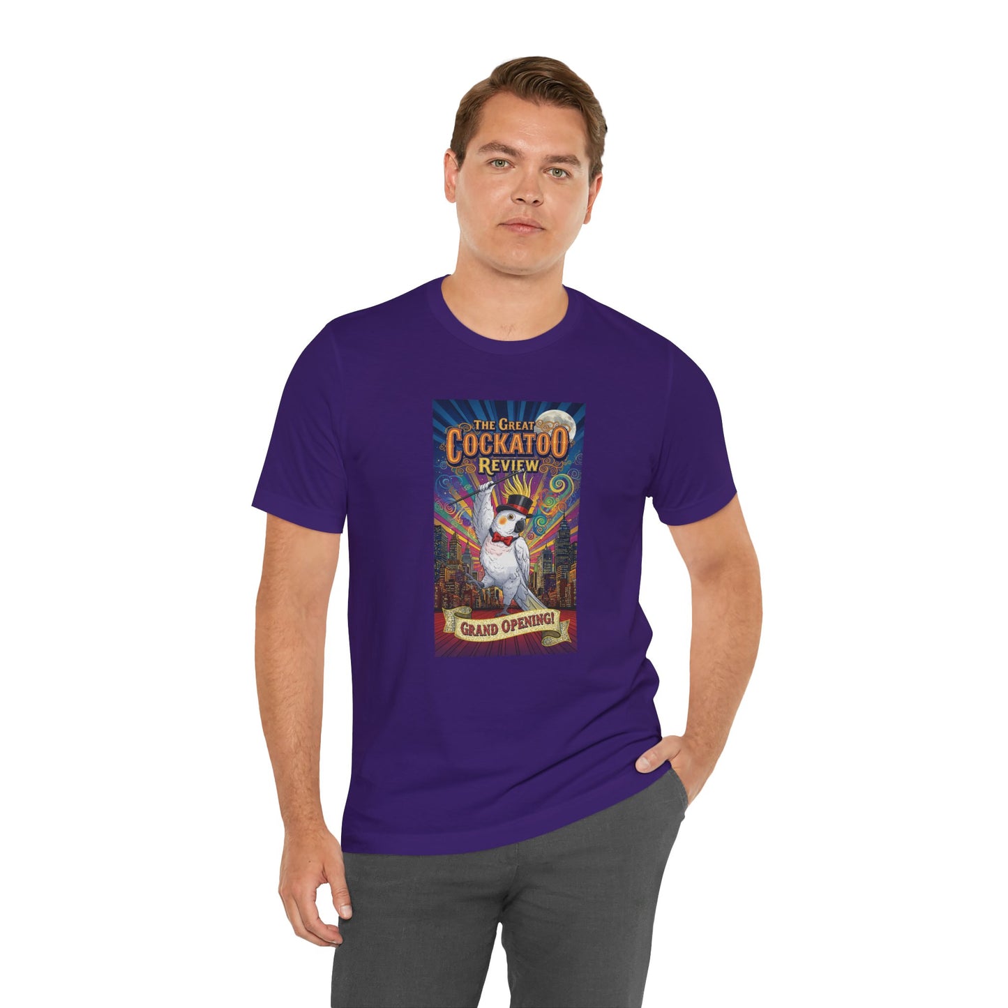Grand Opening Cockatoo Review Tee - Funny Bird Graphic T-Shirt, Unique Gift for Cockatoo Owners, Casual Wear, Animal Lover Shirt