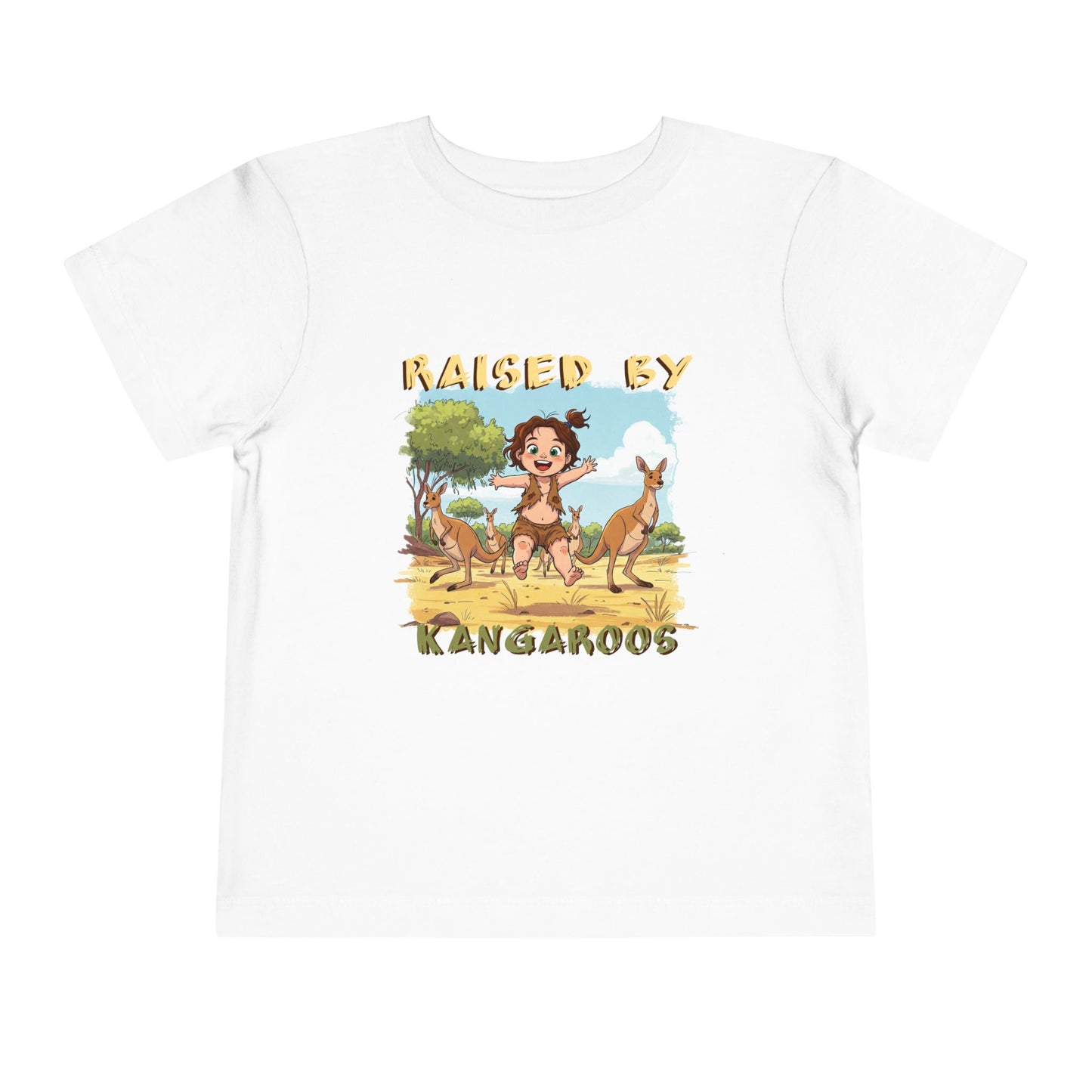 Funny 'Raised by Kangaroos' Toddler Short Sleeve Tee - Cute Animal Design for Kids - Schmartypants