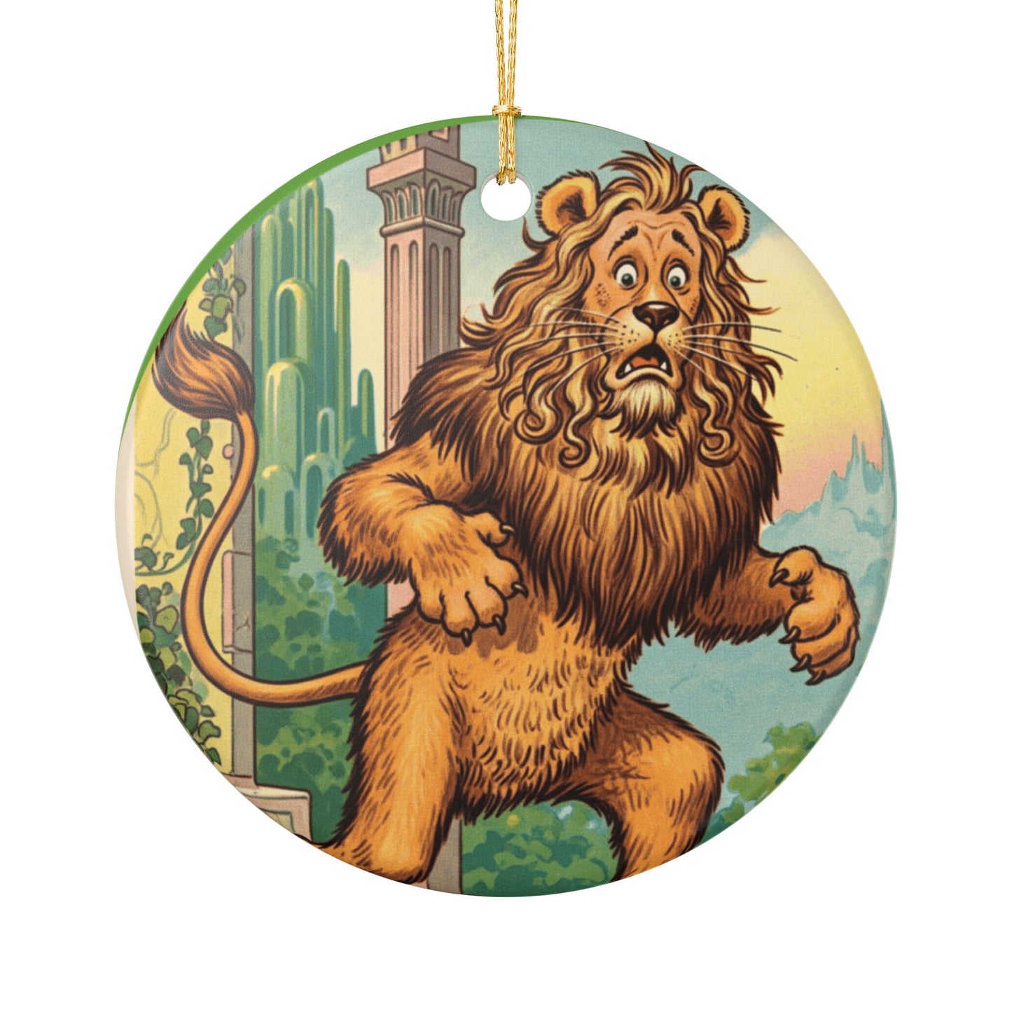 Cowardly Lion Ceramic Ornament - Wizard of Oz Decor, Unique Gift, Holiday Decoration, Office Charm, Animal Lover's Keepsake