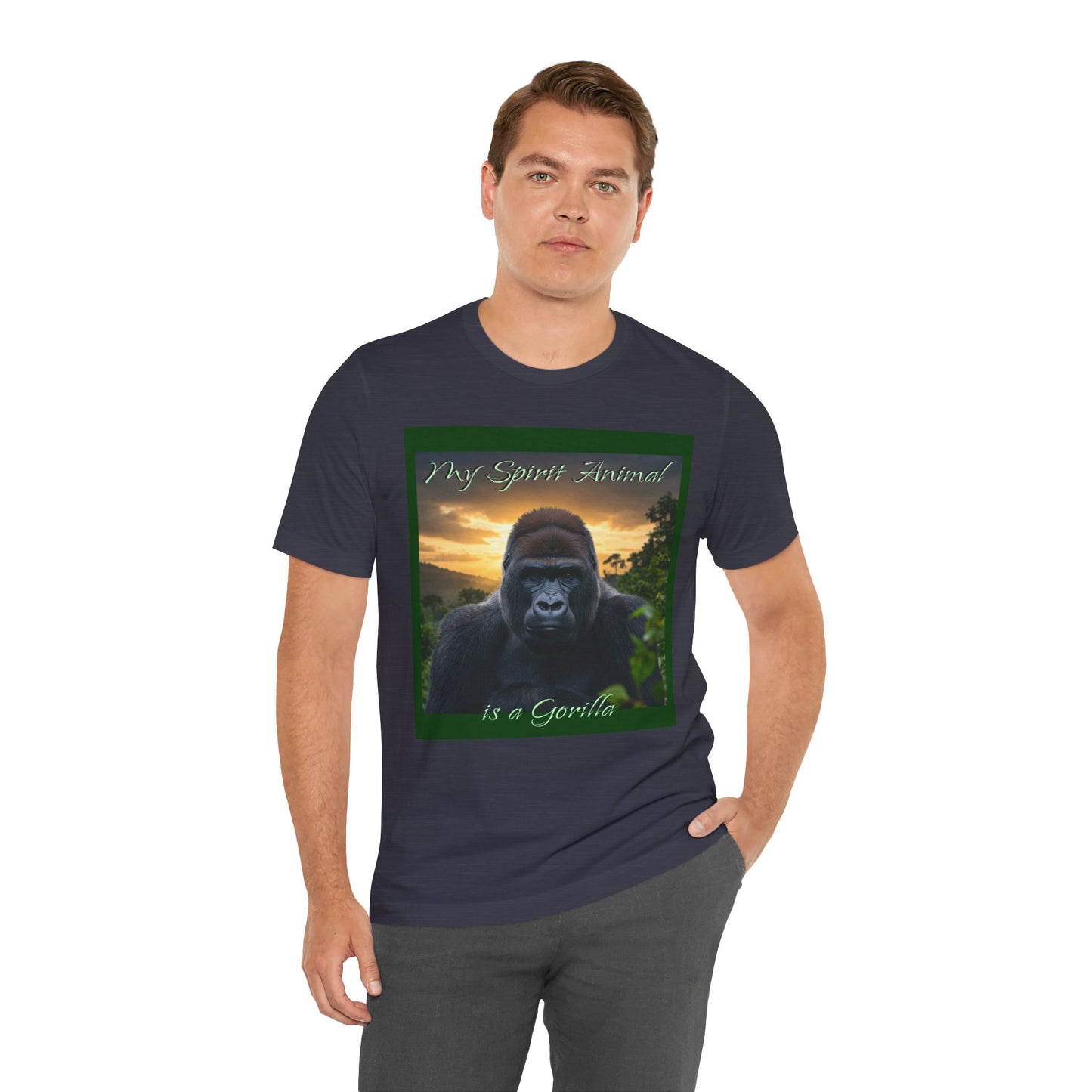 'My Spirit Animal is a Gorilla' T-Shirt - Beautiful Unisex Jersey Tee for Animal Lovers, Conservationists - Schmartypants