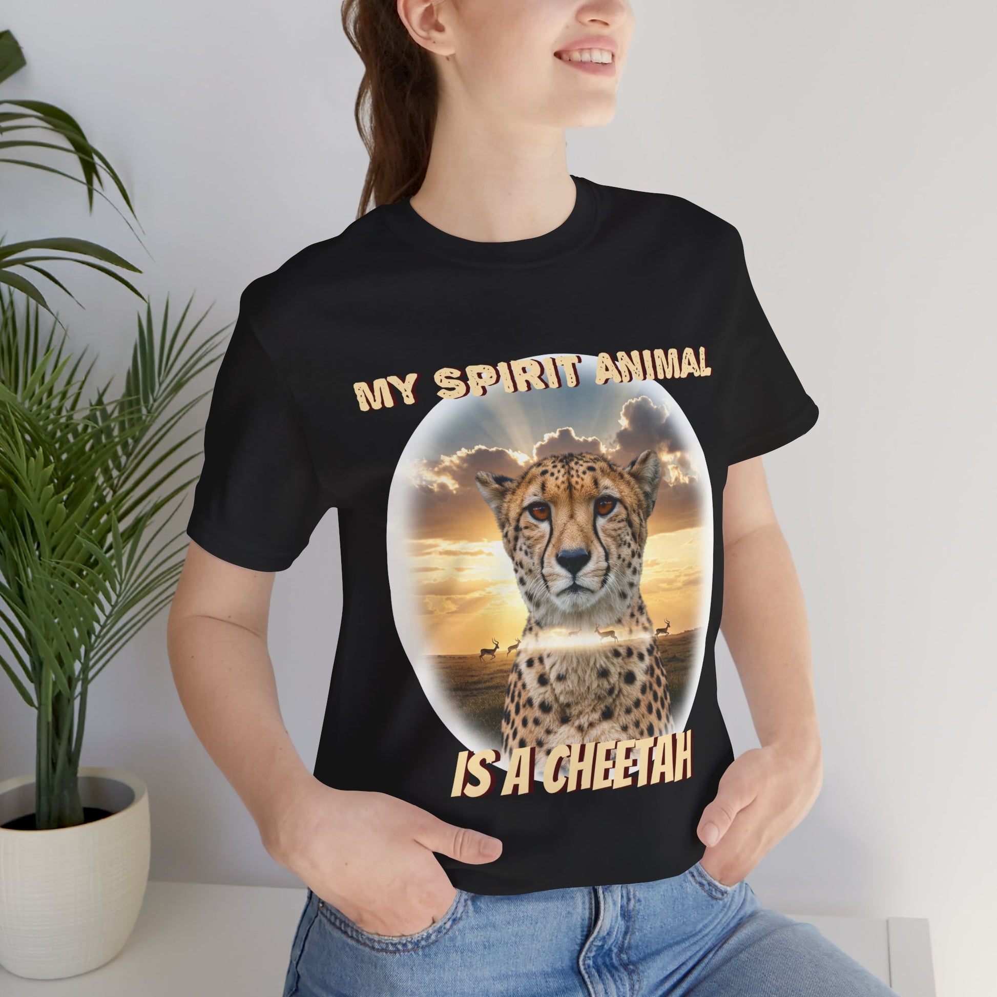 Unisex Jersey Tee - My Spirit Animal is a Cheetah - Beautiful Cheetah Natura Lover Statement - Schmartypants