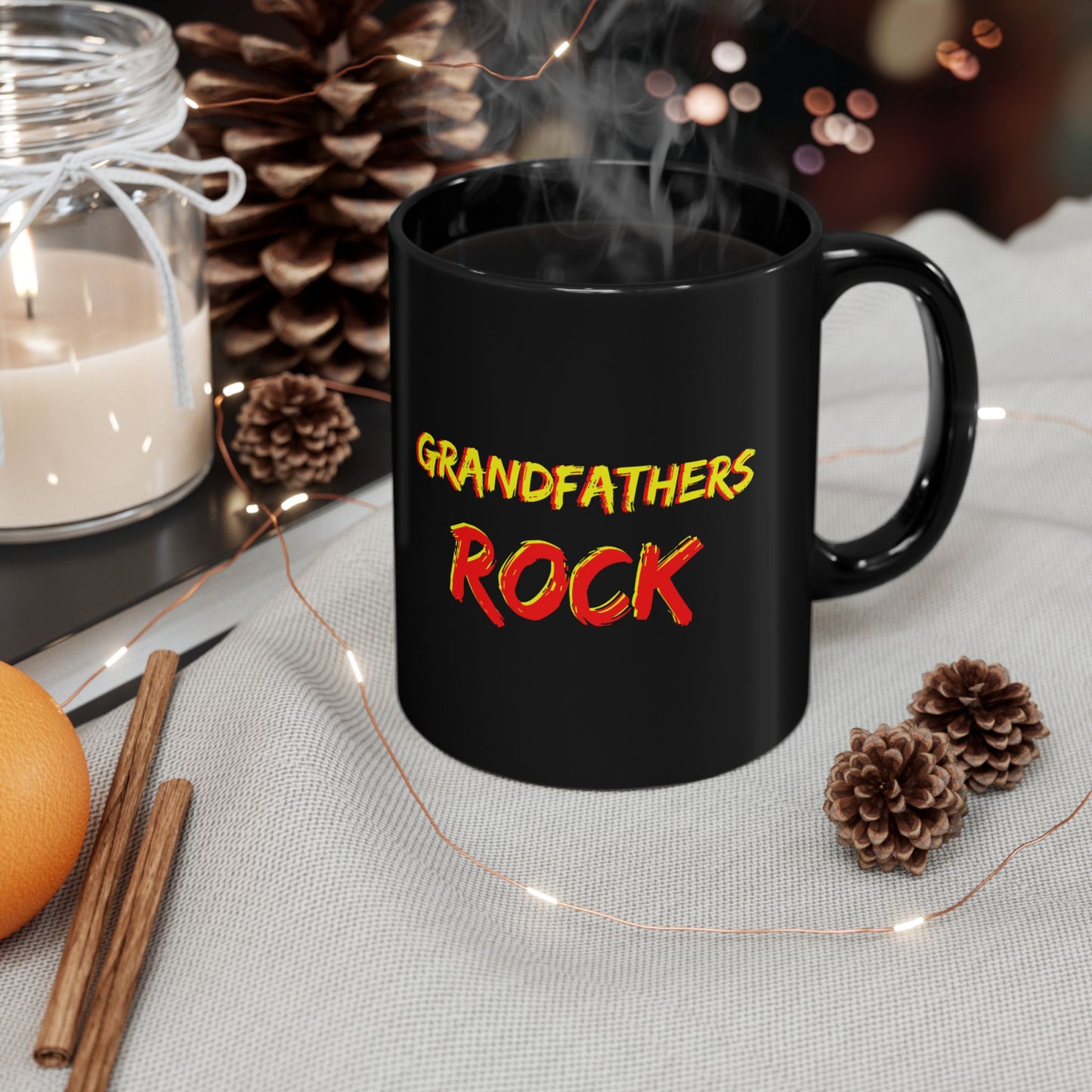 "Grandfathers Rock" Coffee Mug - Funny Black Mug for Granddad, Gift for Father's Day, Birthdays - Schmartypants
