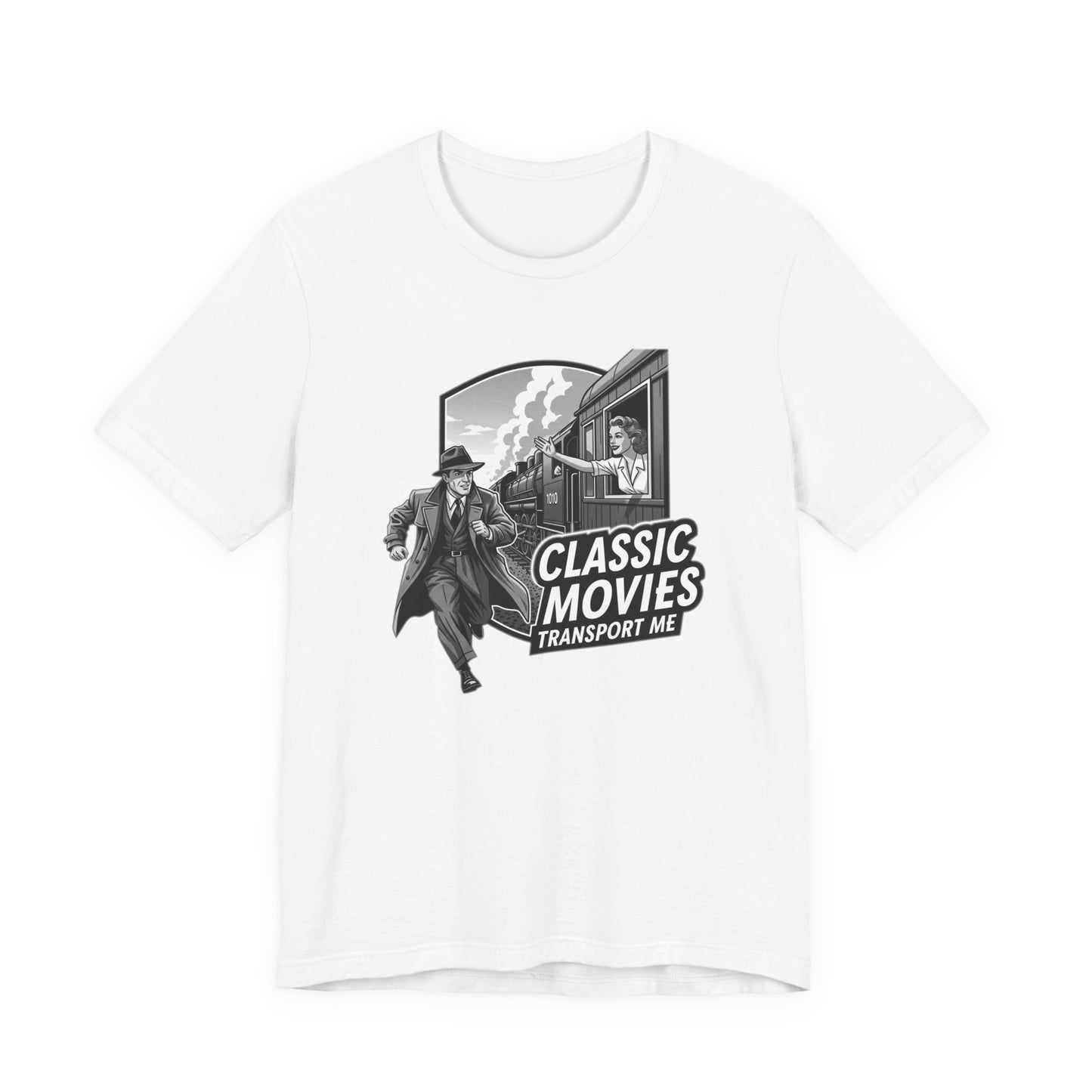 Classic Movies Transport Me Unisex Tee, Vintage Movie Lover Shirt, Locomotive T-Shirt, Film Buff Gift, Nostalgic Film Apparel