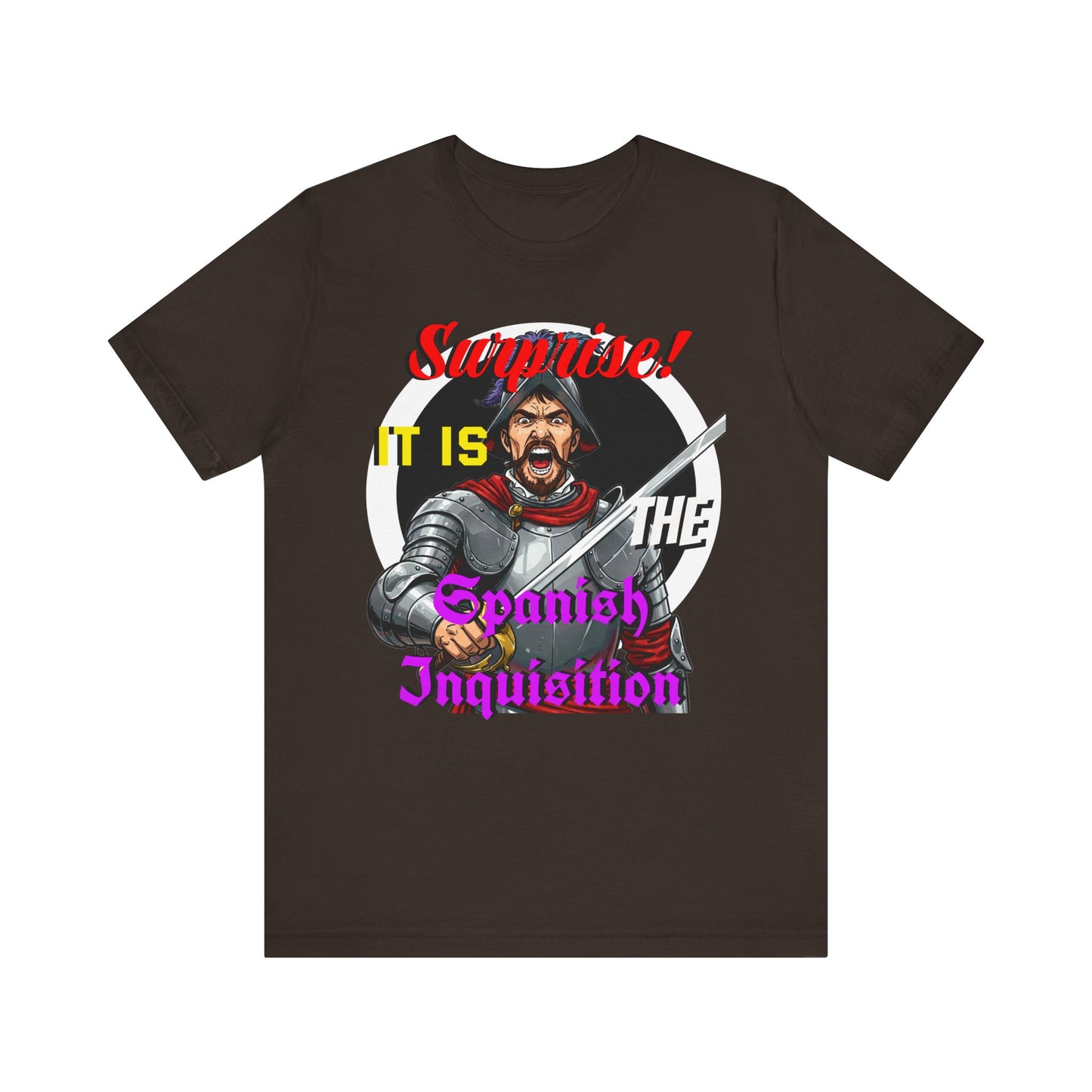 Hilarious Spanish Inquisition T-Shirt, British Humor Tee, Unisex Short Sleeve, Ideal for Parties, Gifts, Comedy Lovers