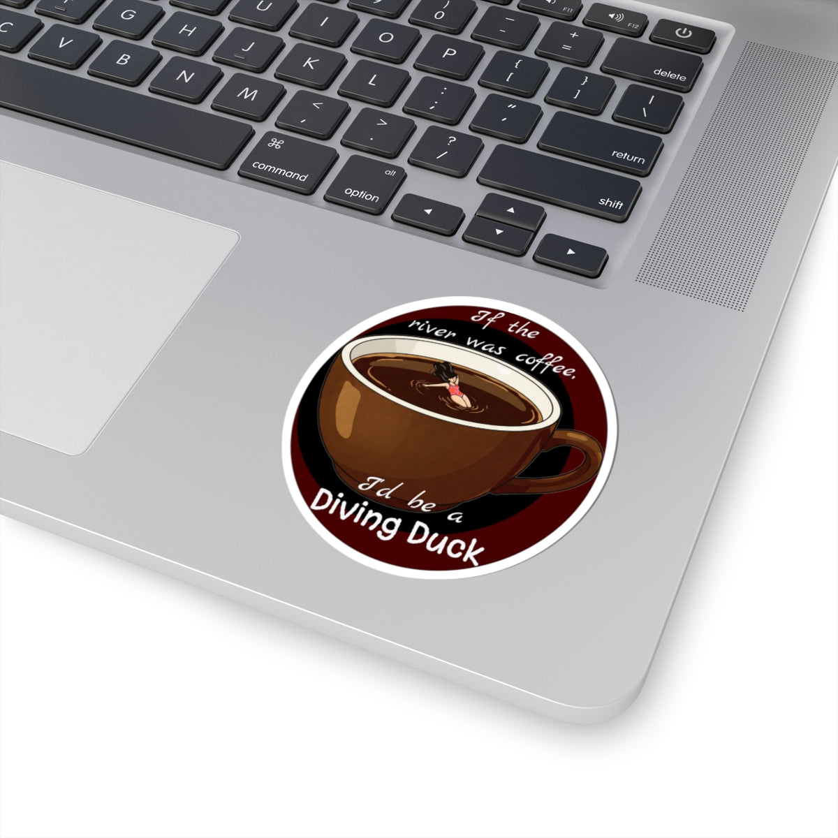 Funny Diving Duck Coffee Kiss-Cut Stickers | Perfect for Coffee Lovers - Female Diver - Schmartypants