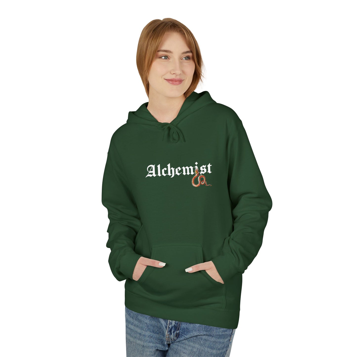 Fantasy Dragon Alchemist Hoodie, Cozy Unisex Pullover, Ideal for Gift, Casual Wear, Magical Conjurer, Ancient Alchemy Design