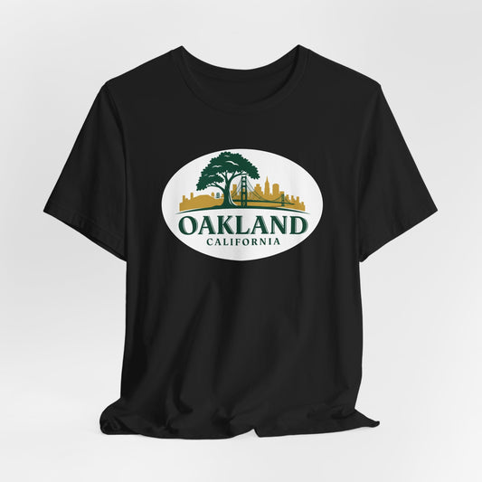 Oakland Cityscape Unisex Jersey Tee, Casual Wear, Gifts for Him/Her, Summer Fashion, Oakland California T-Shirt, Oakland Souvenir