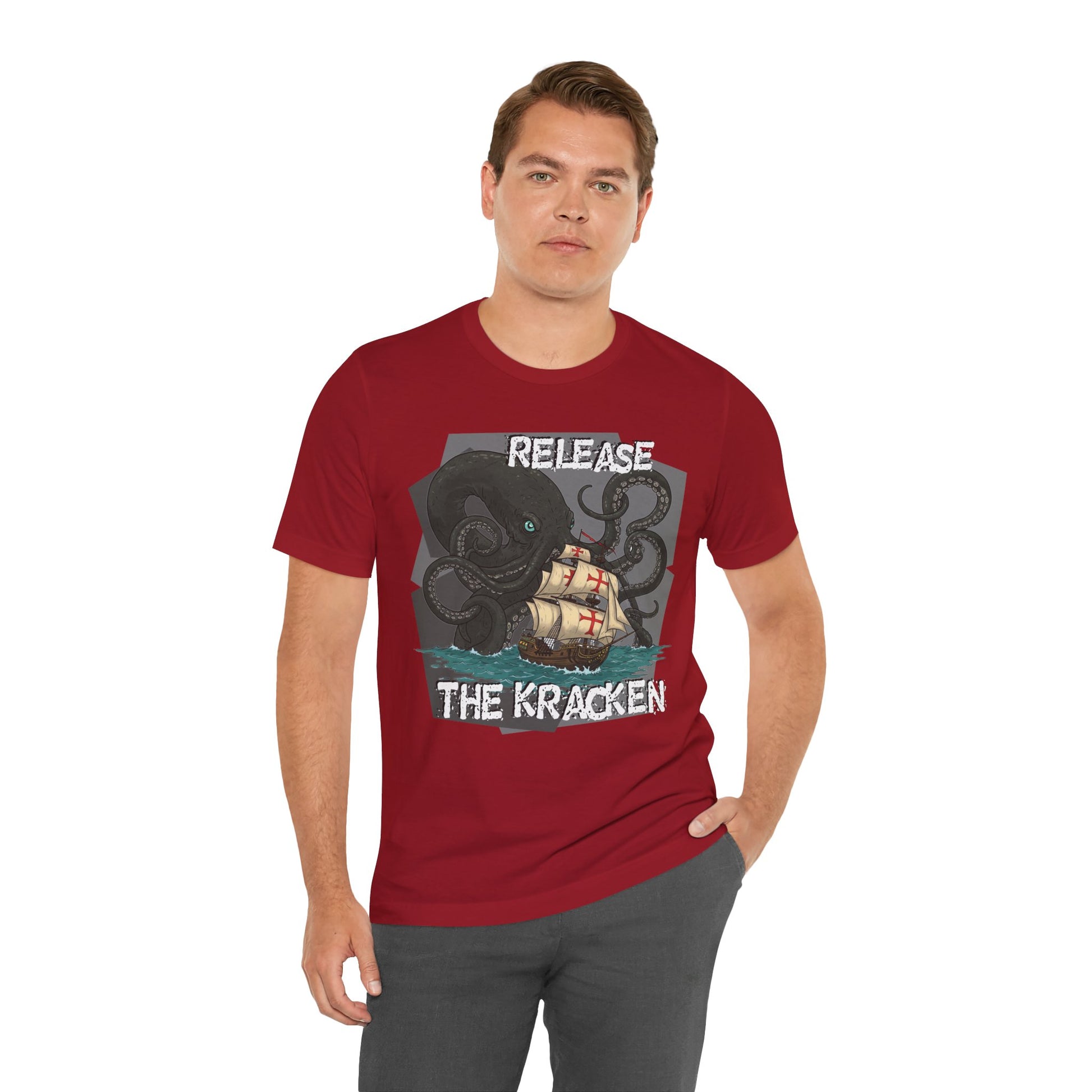 'Release The Kraken!' Tee - Unisex Short Sleeve Shirt, Nautical Tees, Pirate Fashion, Ocean Lover Gift, Funny T-Shirt, Sea Creature Shirt, Great for Gamers - Schmartypants