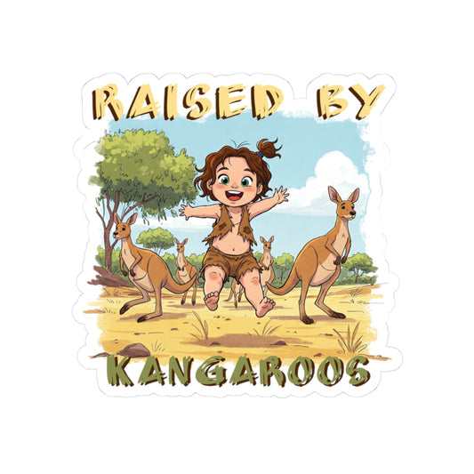 Raised by Kangaroos Kiss-Cut Stickers | Funny Animal Theme for Kids & Australian Nature Lovers - Schmartypants
