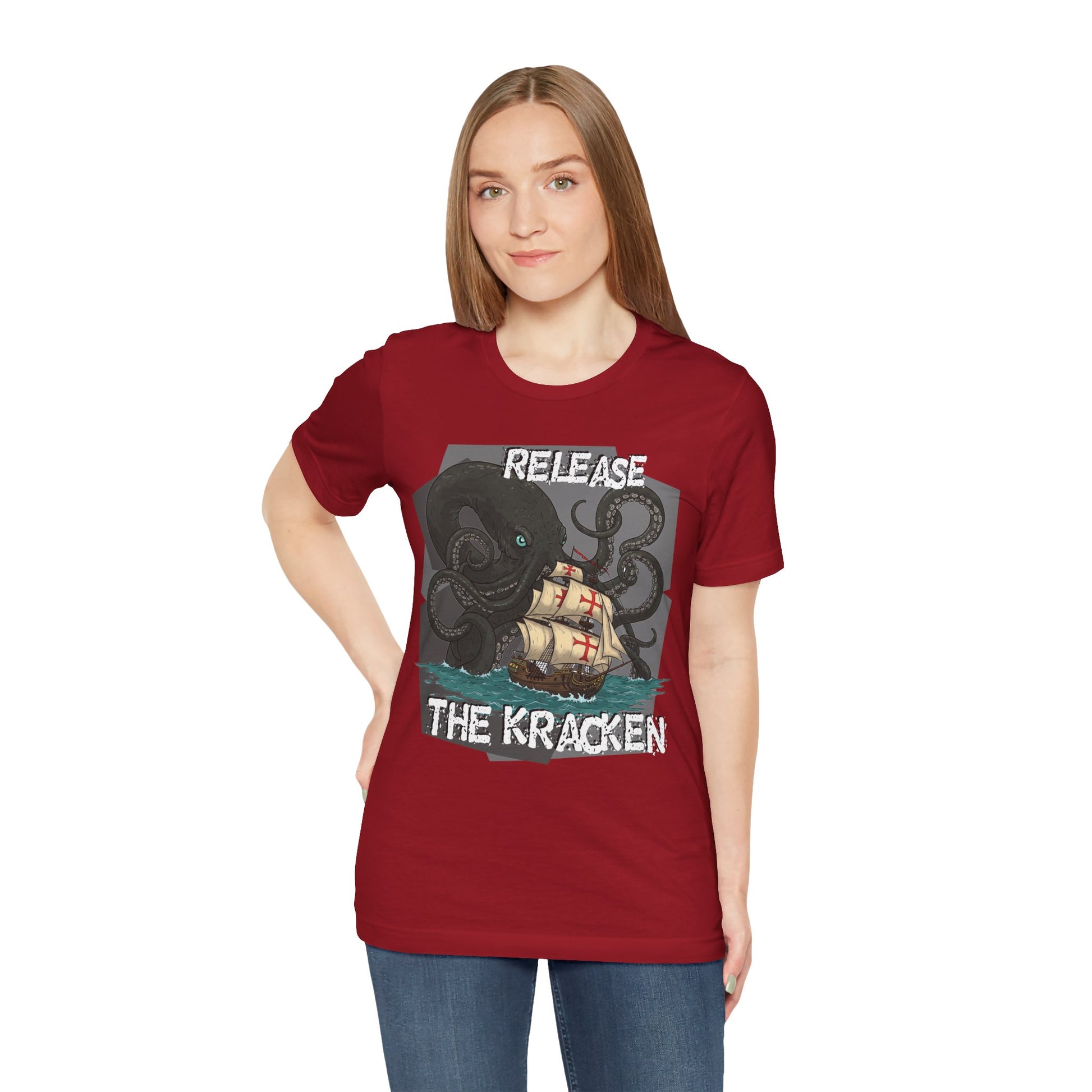 'Release The Kraken!' Tee - Unisex Short Sleeve Shirt, Nautical Tees, Pirate Fashion, Ocean Lover Gift, Funny T-Shirt, Sea Creature Shirt, Great for Gamers - Schmartypants
