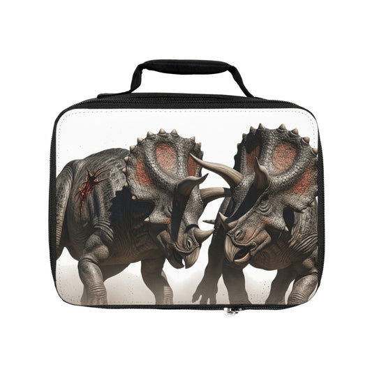 Battling Triceratops Dino-Themed Lunch Bag for Kids, Perfect for School, Parties, Outdoor Adventures, Fun Lunchbox, Unique Gift Idea